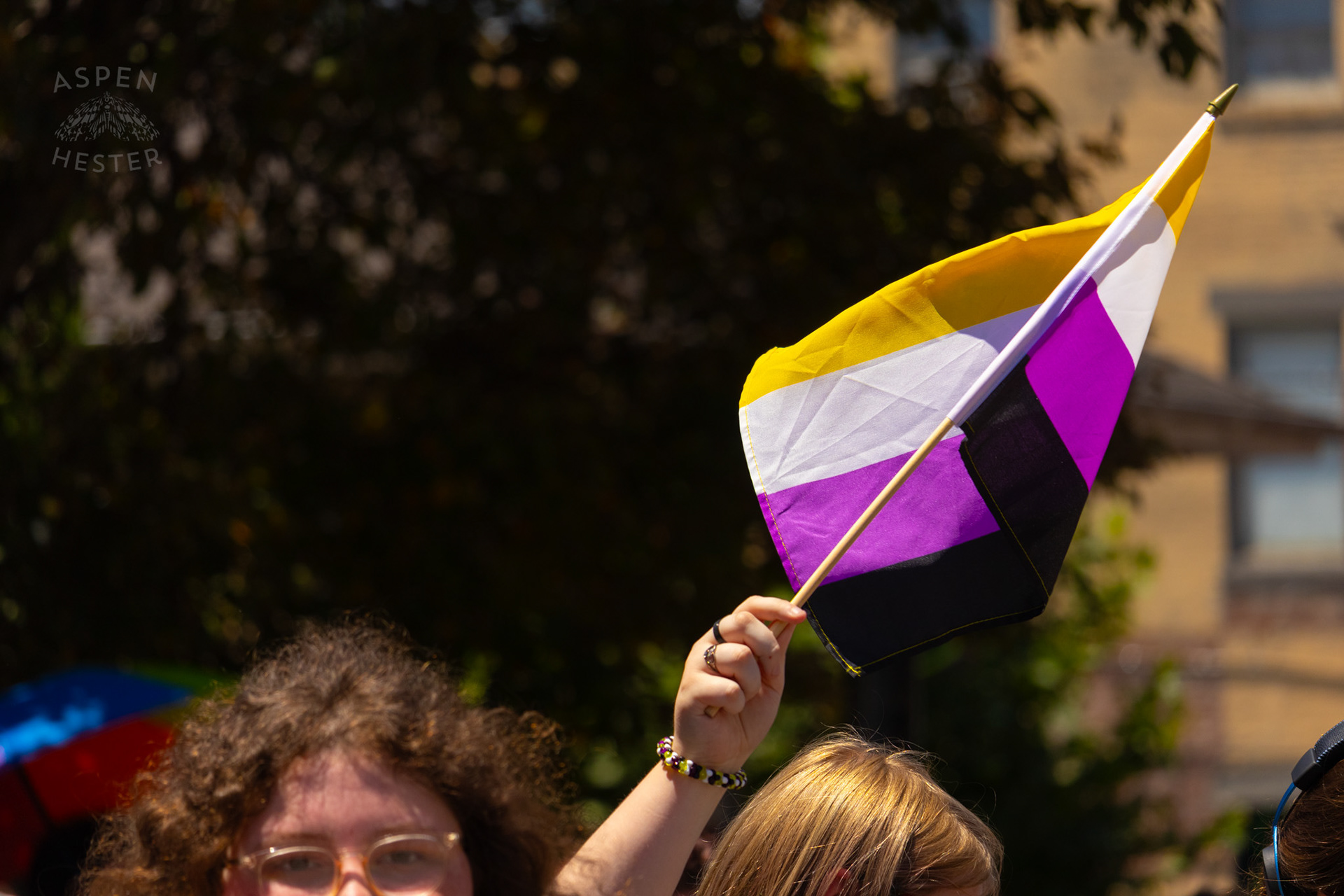 Non Binary Flag in The Kentuckiana Pride Parade. June 15th, 2024/Aspen Hester