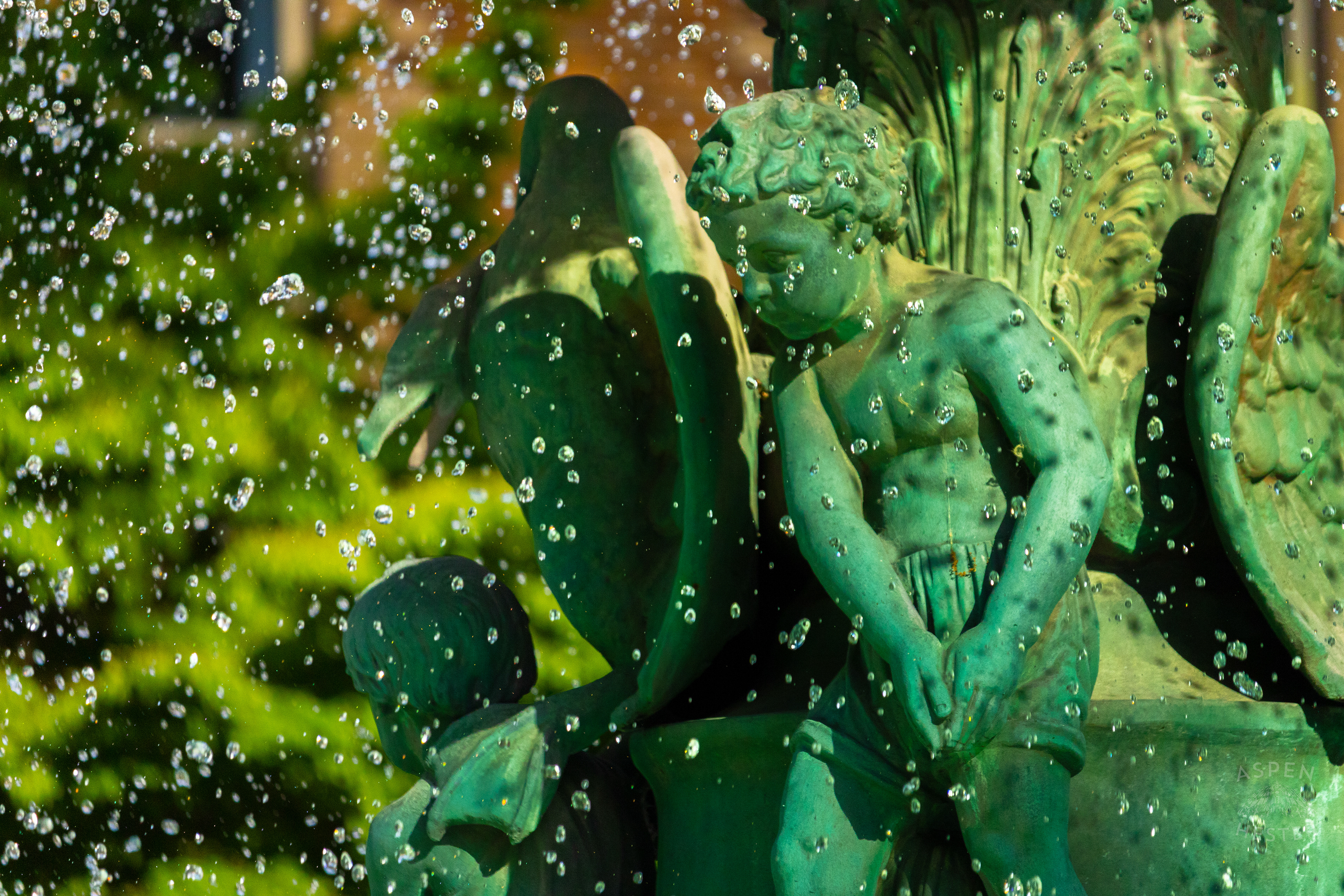 Cherub on The St James Court Fountain. June 6th, 2024/Aspen Hester
