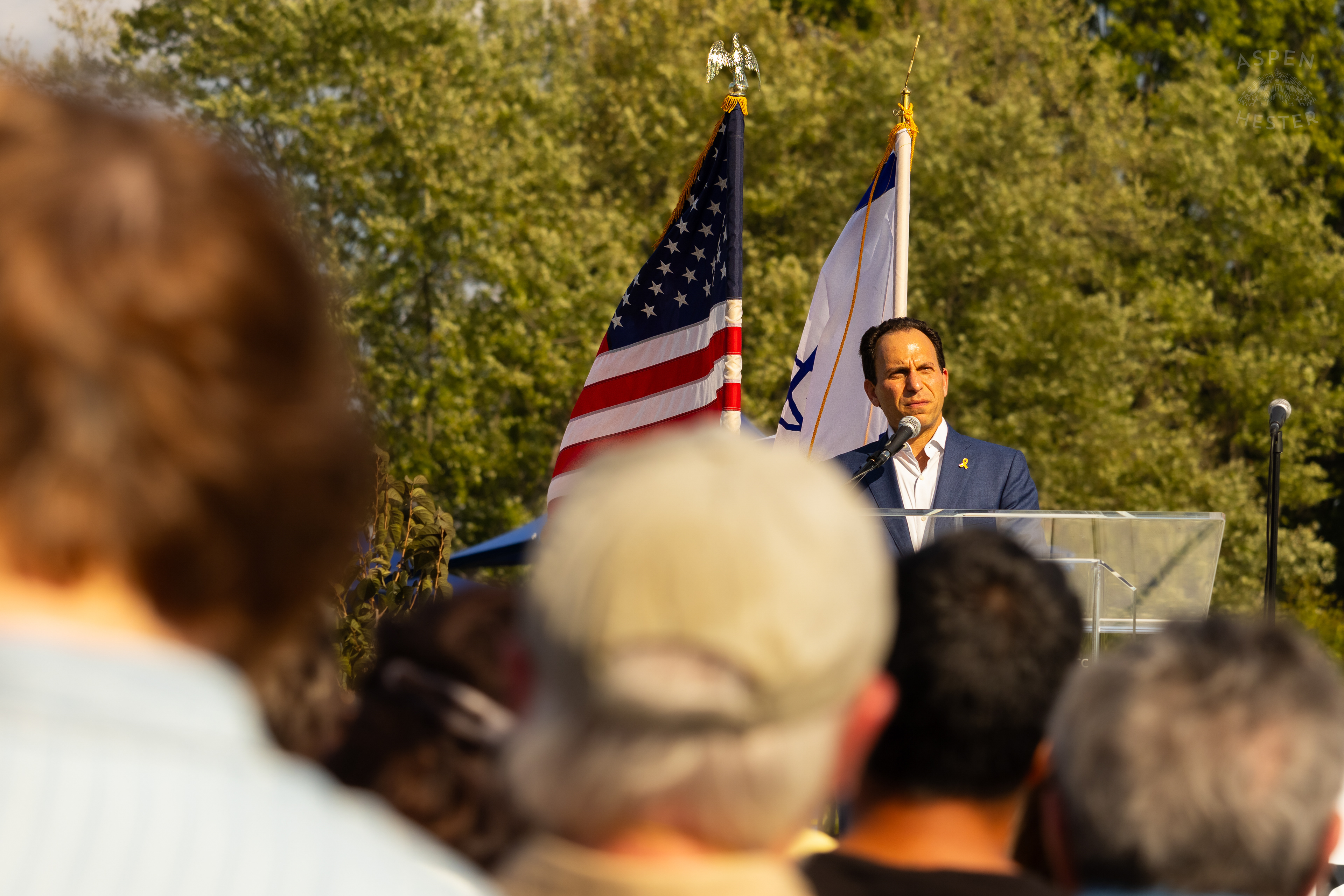 Mayor Craig Greenberg Addresses The Crowd Gathered at The Trager Jewish Community Center to Remember The Victims and Pray for Peace One Year After The October 7th 2023 Hamas Attack. October 6th, 2024/Aspen Hester