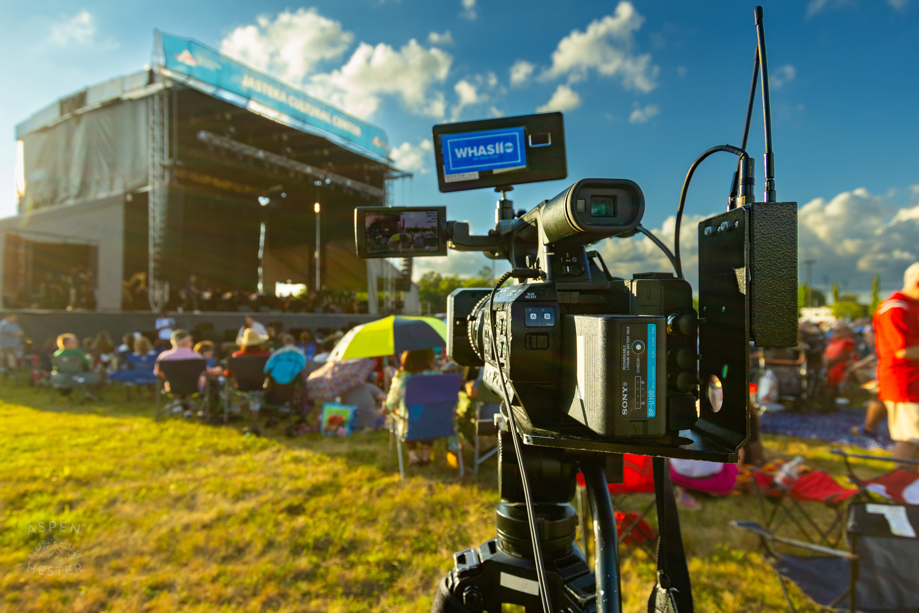 WHAS Filming the Jasteka Cultural Center Stage at Play America with The Louisville Orchestra. July 5th, 2024/Aspen Hester