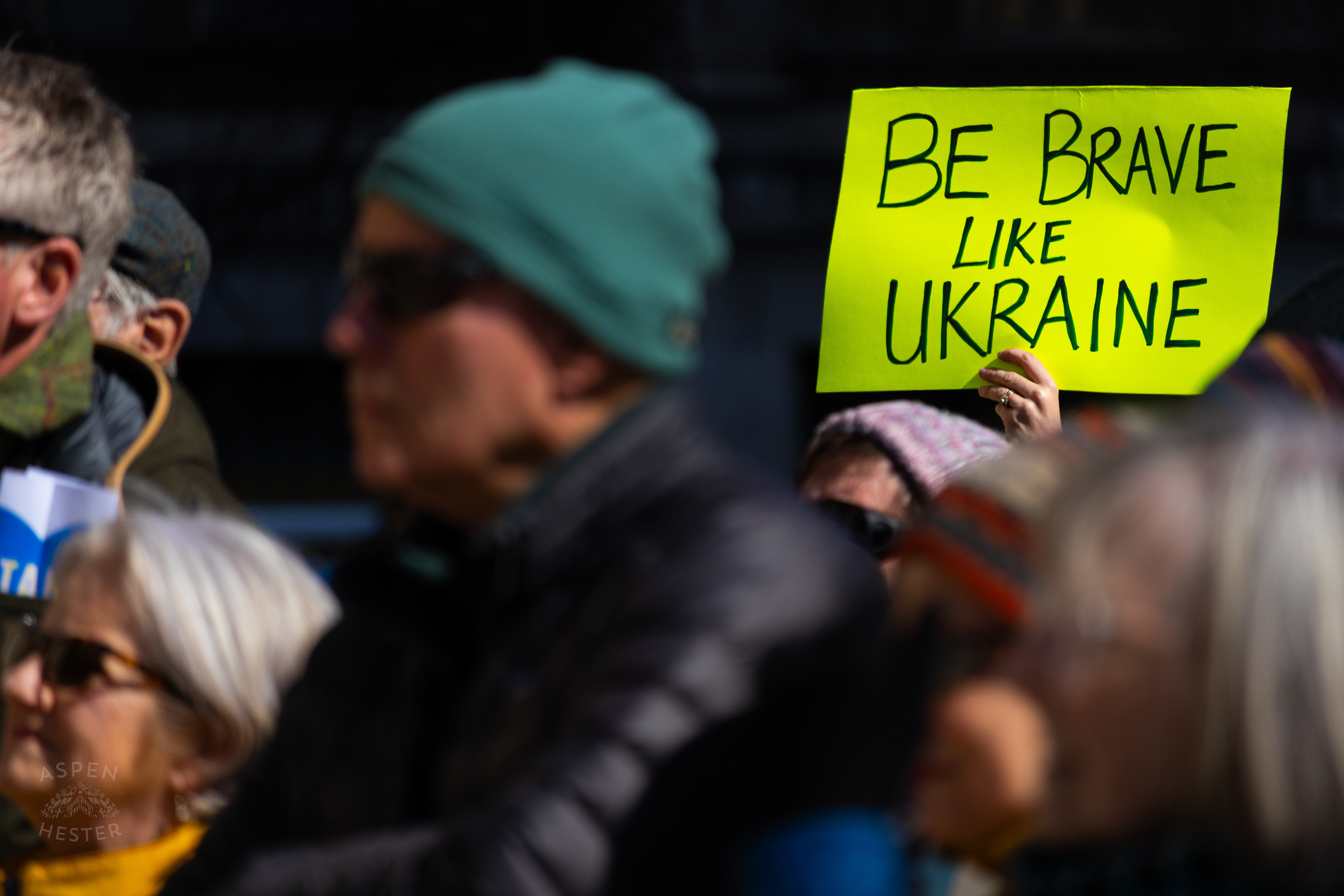 A Louisvillian Holds A Sign in Support of Ukraine as The Community Rallies in Support of Ukraine. March 2nd, 2025/Aspen Hester