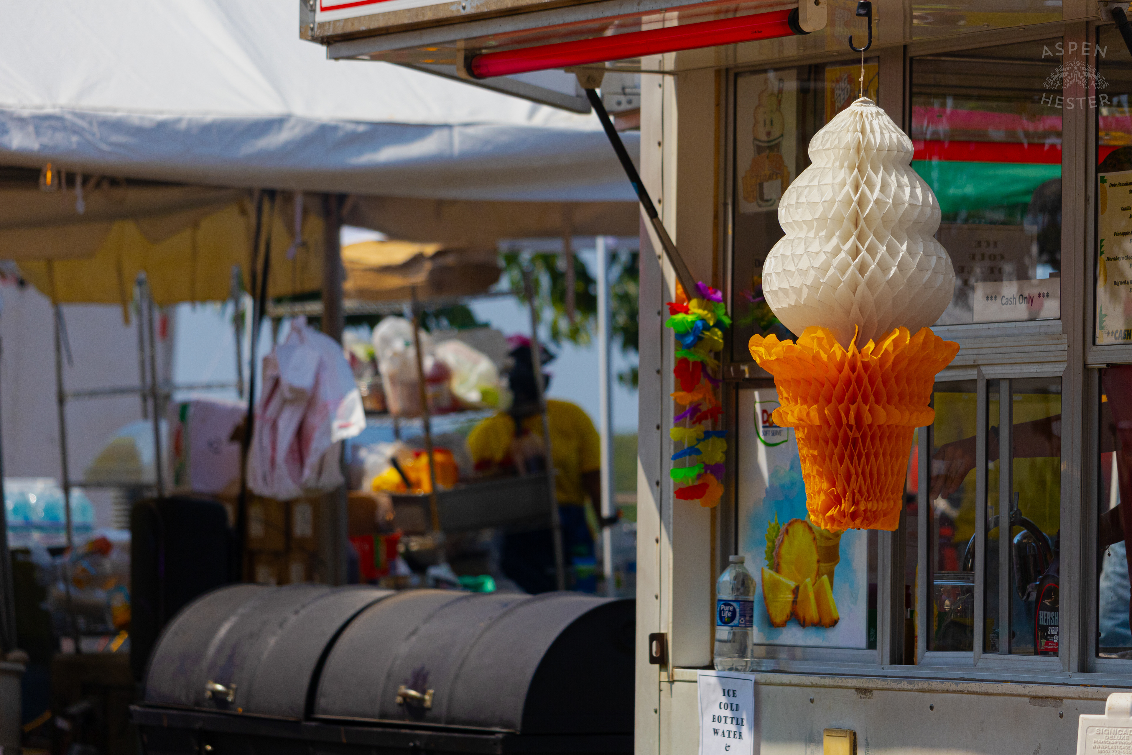 Ice Cream for Sale at The Dole Pineapple Whip Booth on Opening Day of The 22nd Annual WorldFest. August 30th, 2024. Aspen Hester