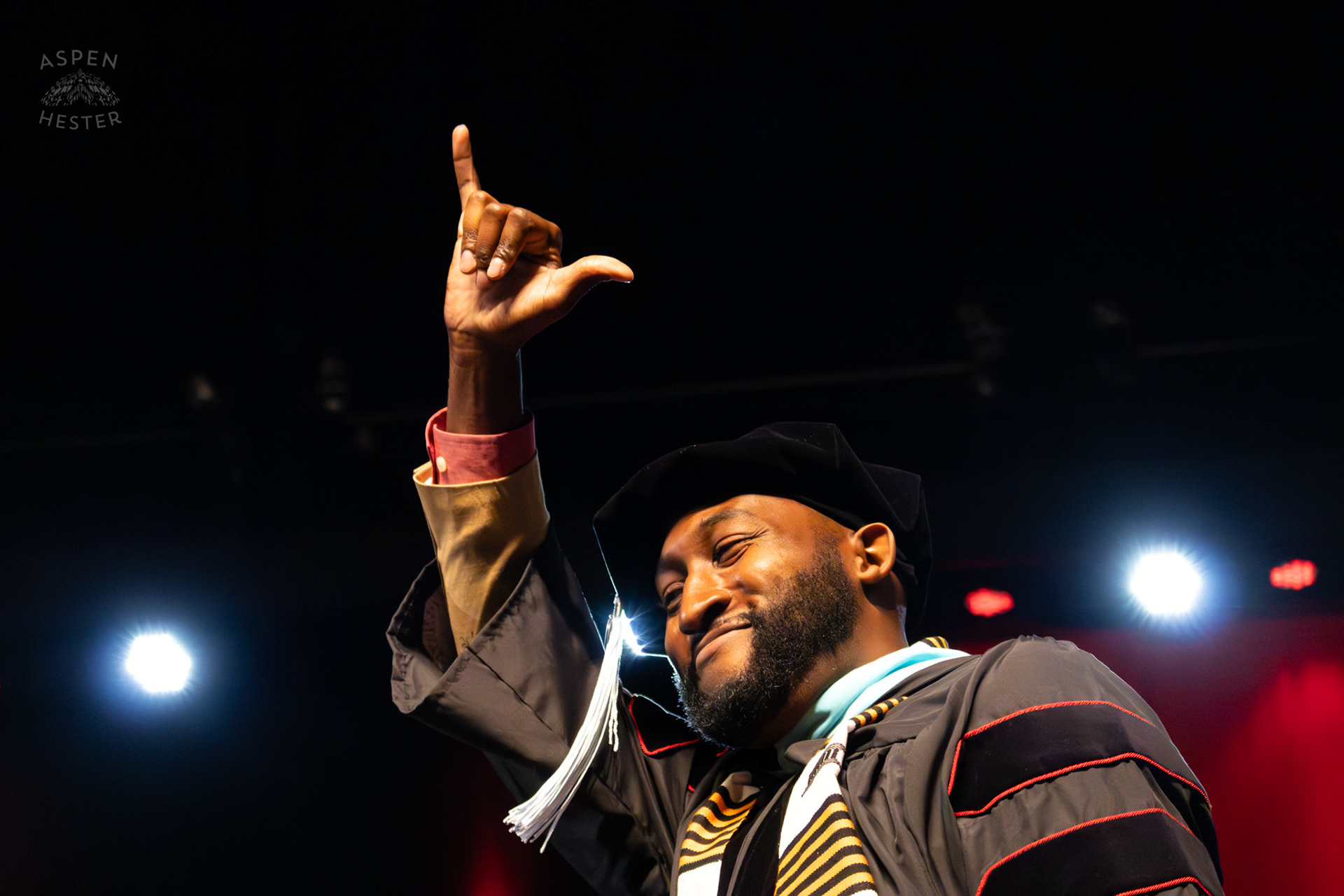 Student Celebrating at UofL's 2024 Spring Graduation. May 11th, 2024/Aspen Hester