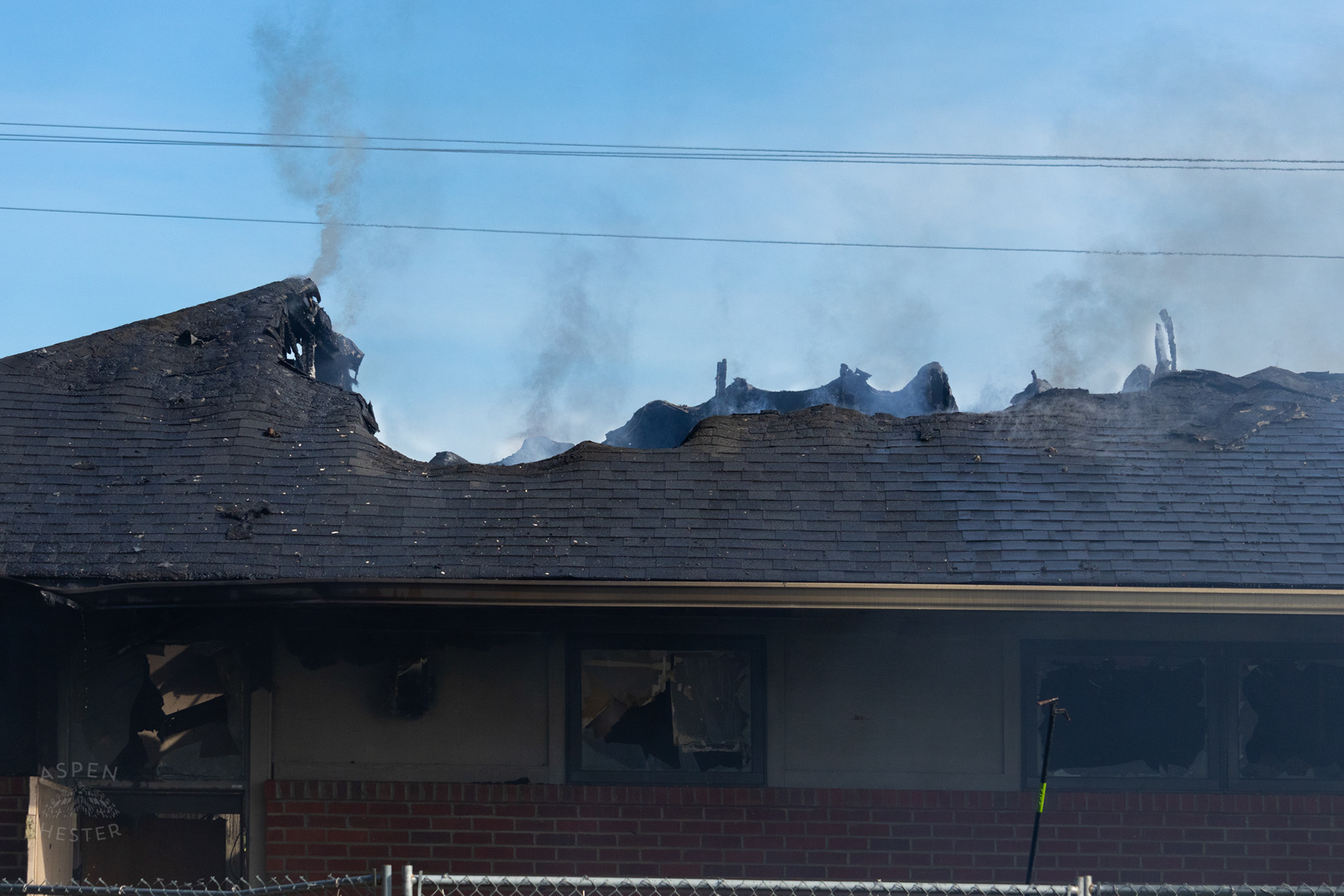 Smoking Remains of The Old Library on Preston Highway. May 31st, 2024/Aspen Hester