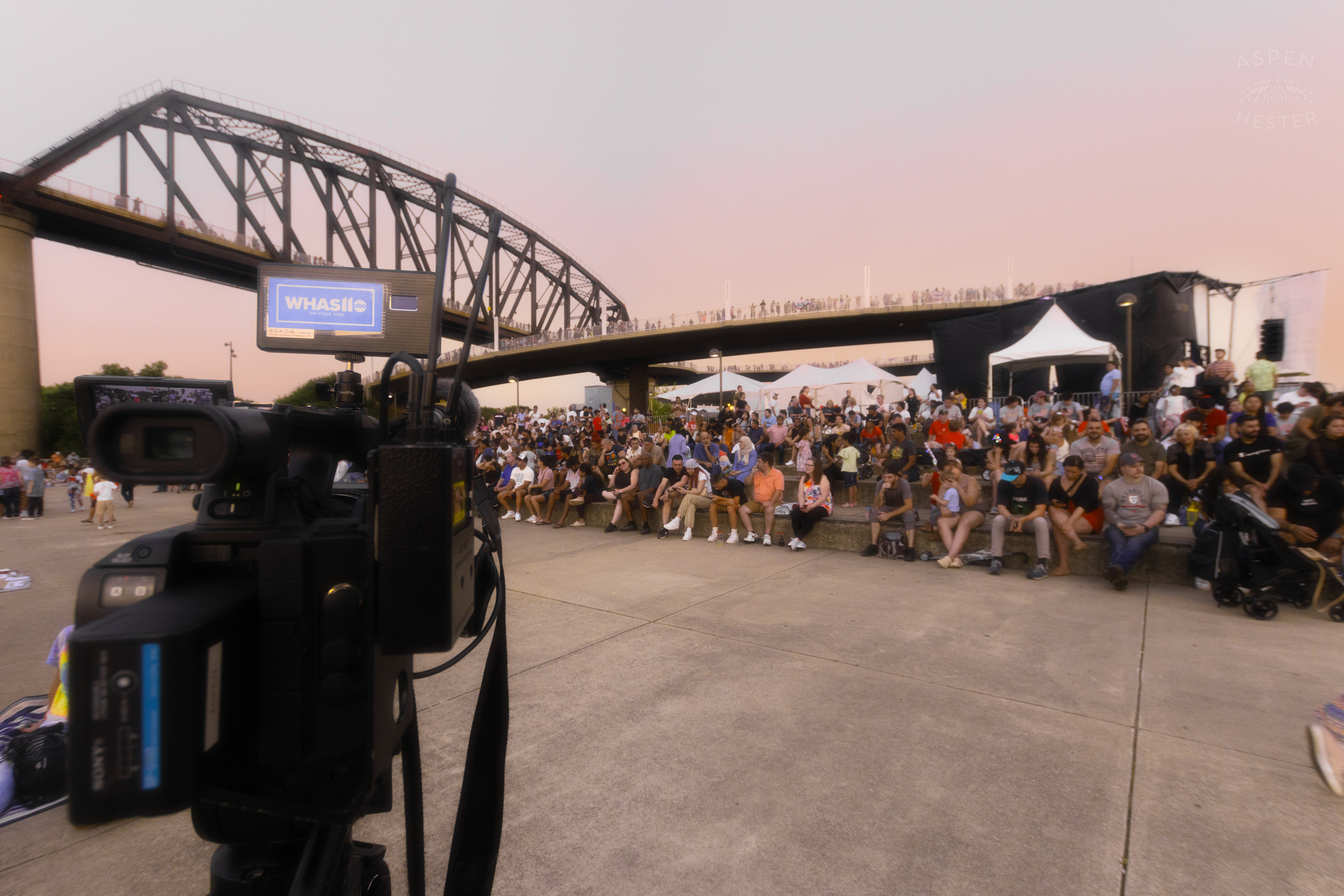 Crowds Gathering Early for the Fireworks Display at Waterfront Park 4th of July. July 4th, 2024/Aspen Hester