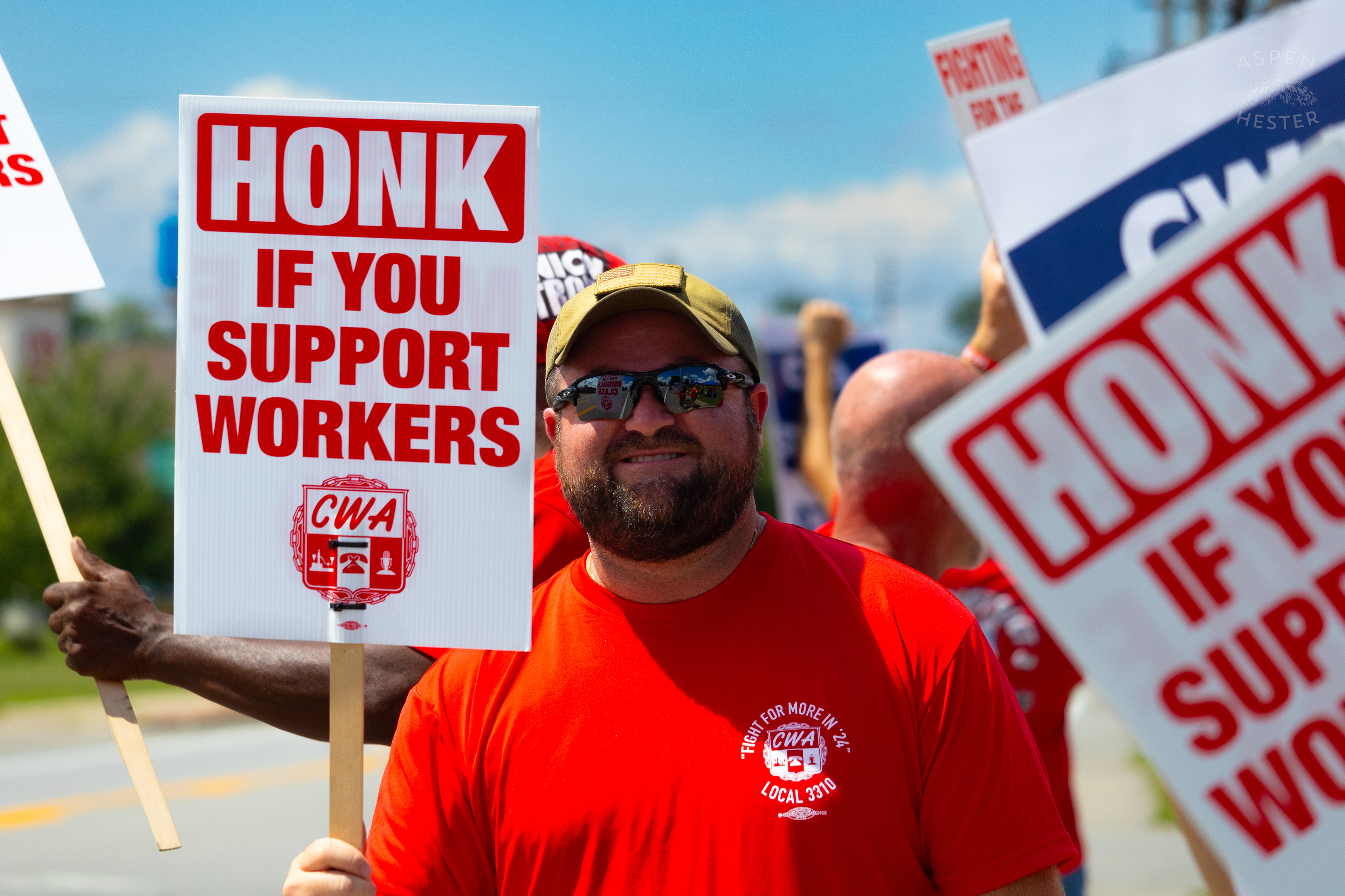 Member of The Communication Workers of America Union Strikes Against AT&T for Fair Pay and Benefits. August 18th, 2024/Aspen Hester
