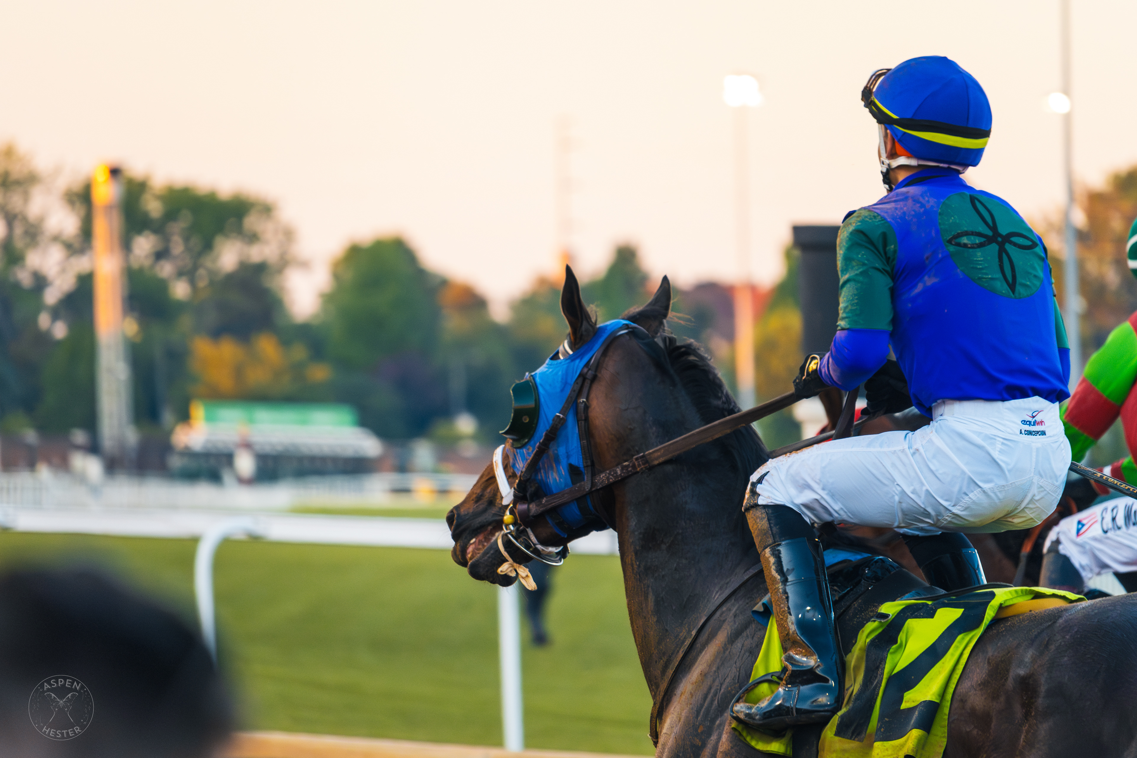 Jokey and Horse Racing at Downs After Dark. May 18th, 2024/Aspen Hester