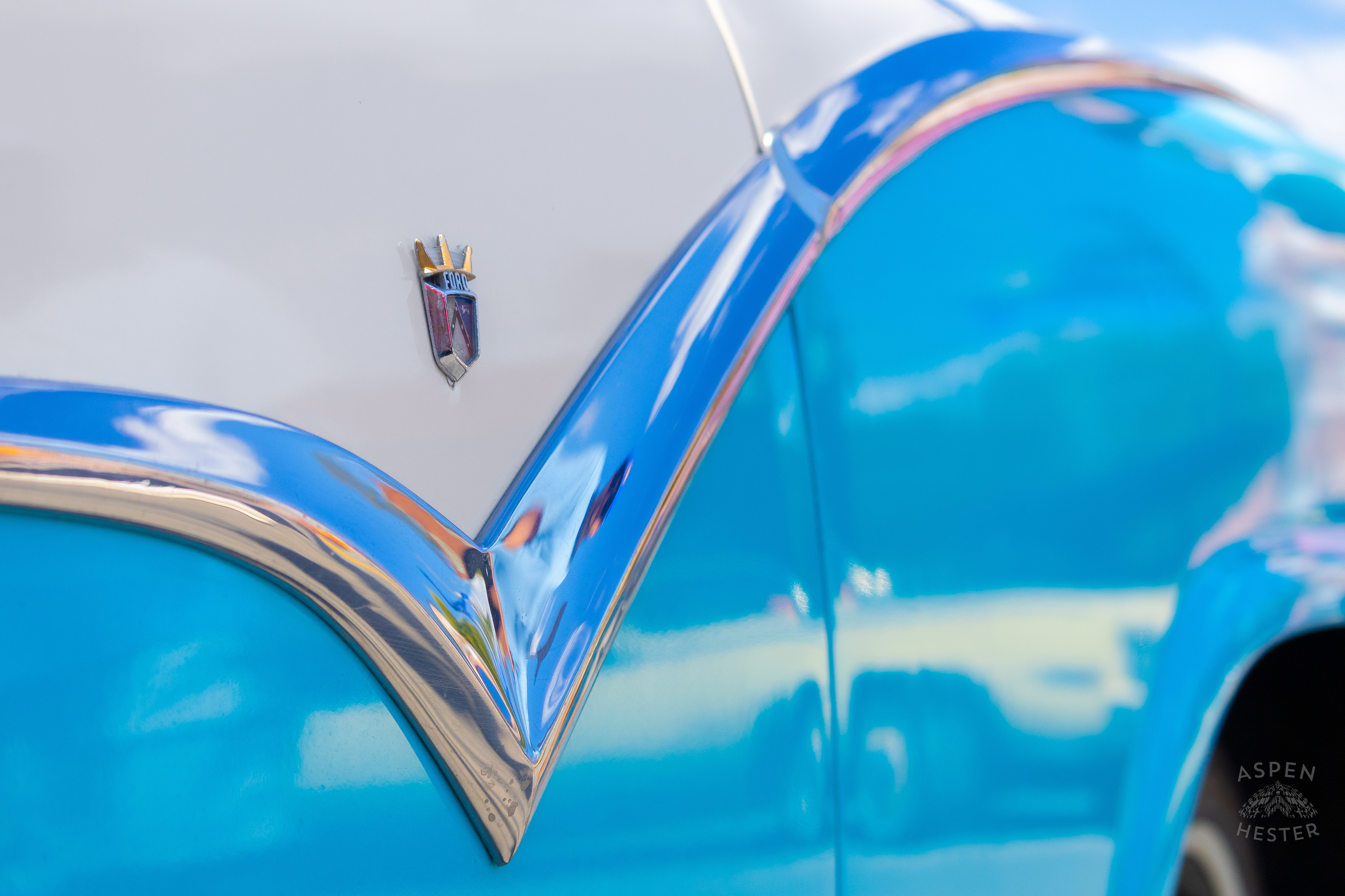 A Light Blue 1955 Ford Crown Victoria on Display at The 2024 Jeffersontown Gaslight Festival. September 15th, 2024/Aspen Hester