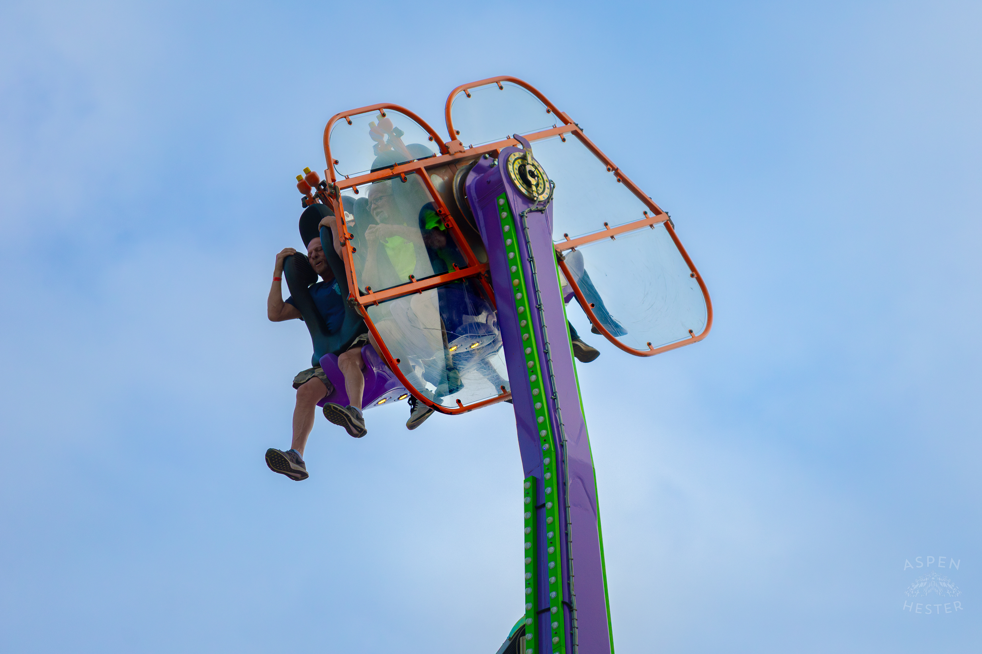 Fair Goers Spinning and Flipping Around The Sky in the Alter Ego at The 120th Kentucky State Fair. July 15th, 2024/Aspen Hester