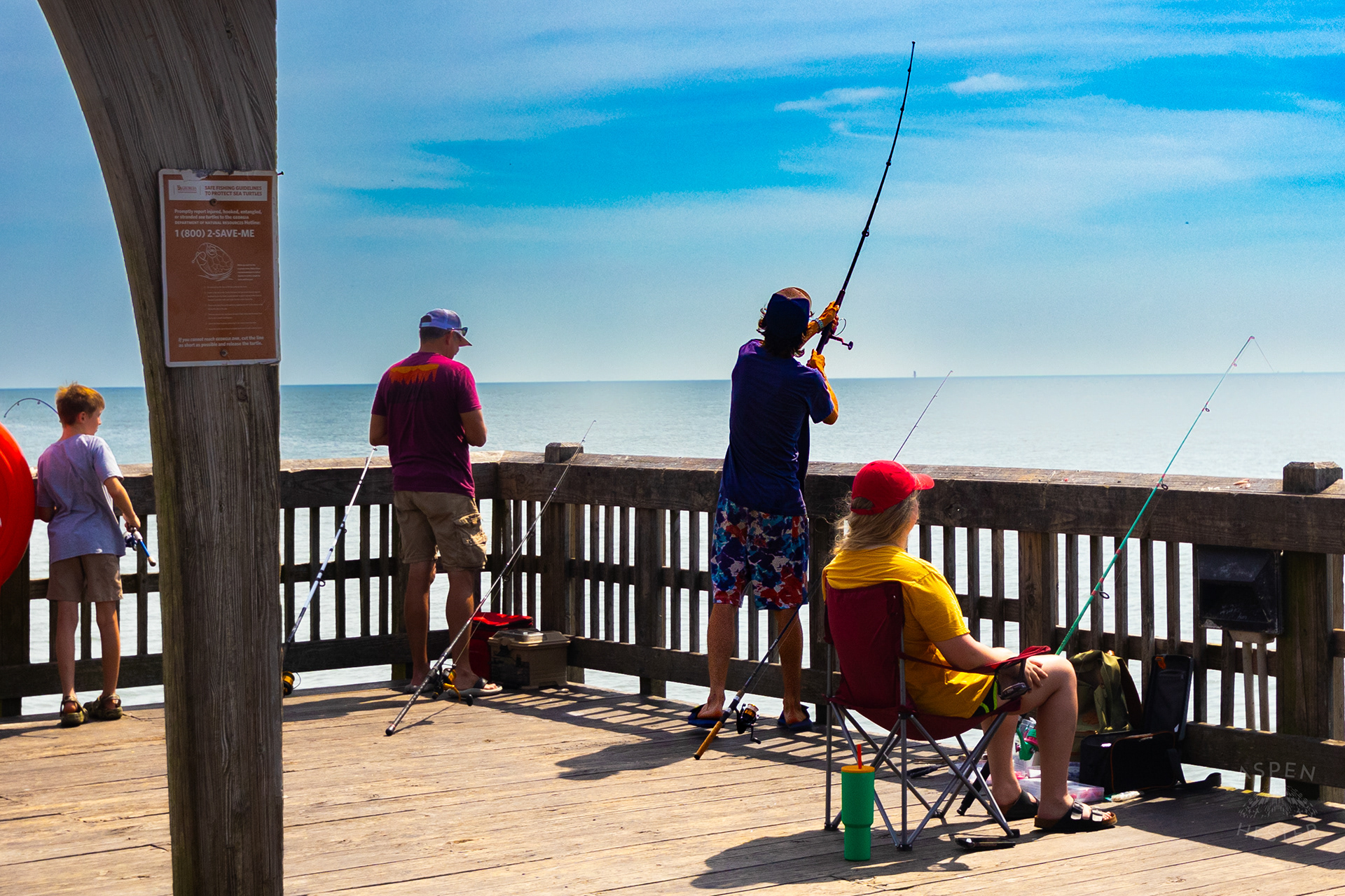 Fishermen on The Tybee Island Pier and Pavilion on Tybee Island Georgia. June 27th, 2024/Aspen Hester