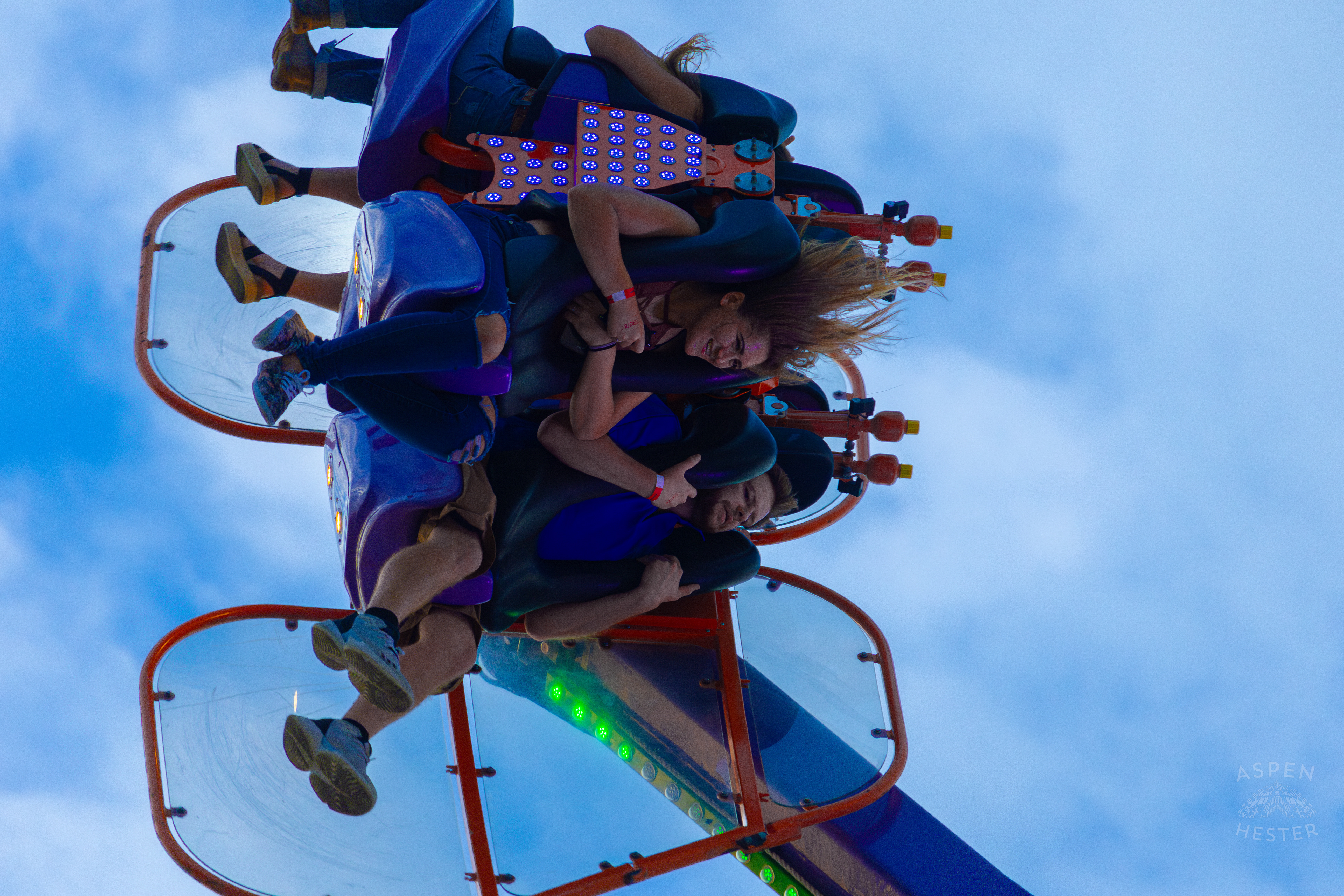 Fair Goers Spinning and Flipping Around The Sky in the Alter Ego at The 120th Kentucky State Fair. July 15th, 2024/Aspen Hester