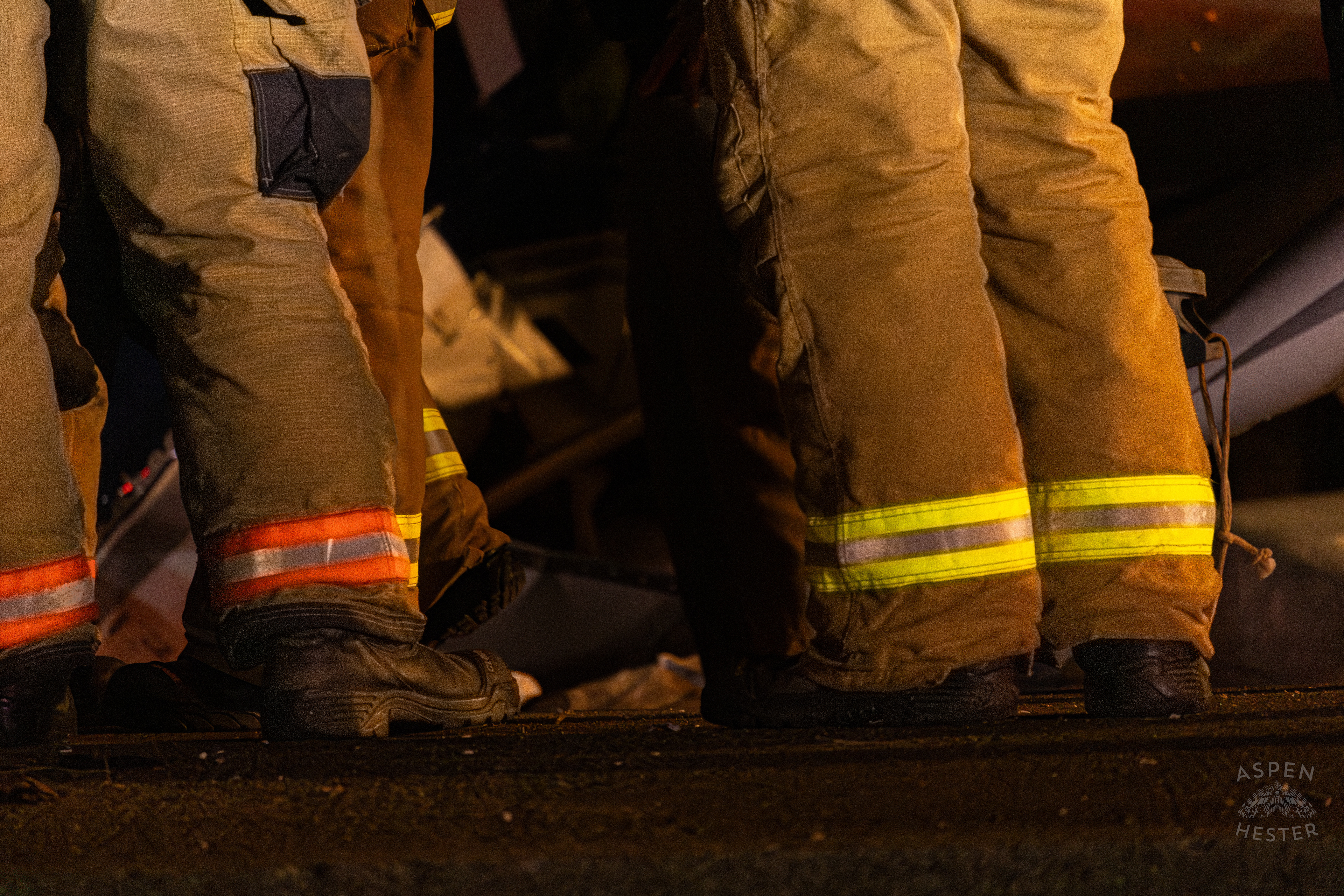 St. Matthews Firefighters Watching Over The Scene Where A Piper Cherokee Plane Crash Landed, Taking Out Utility Poles, and Hitting A Car on Breckenridge Lane and Kresge Way. October 11th, 2024/Aspen Hester 