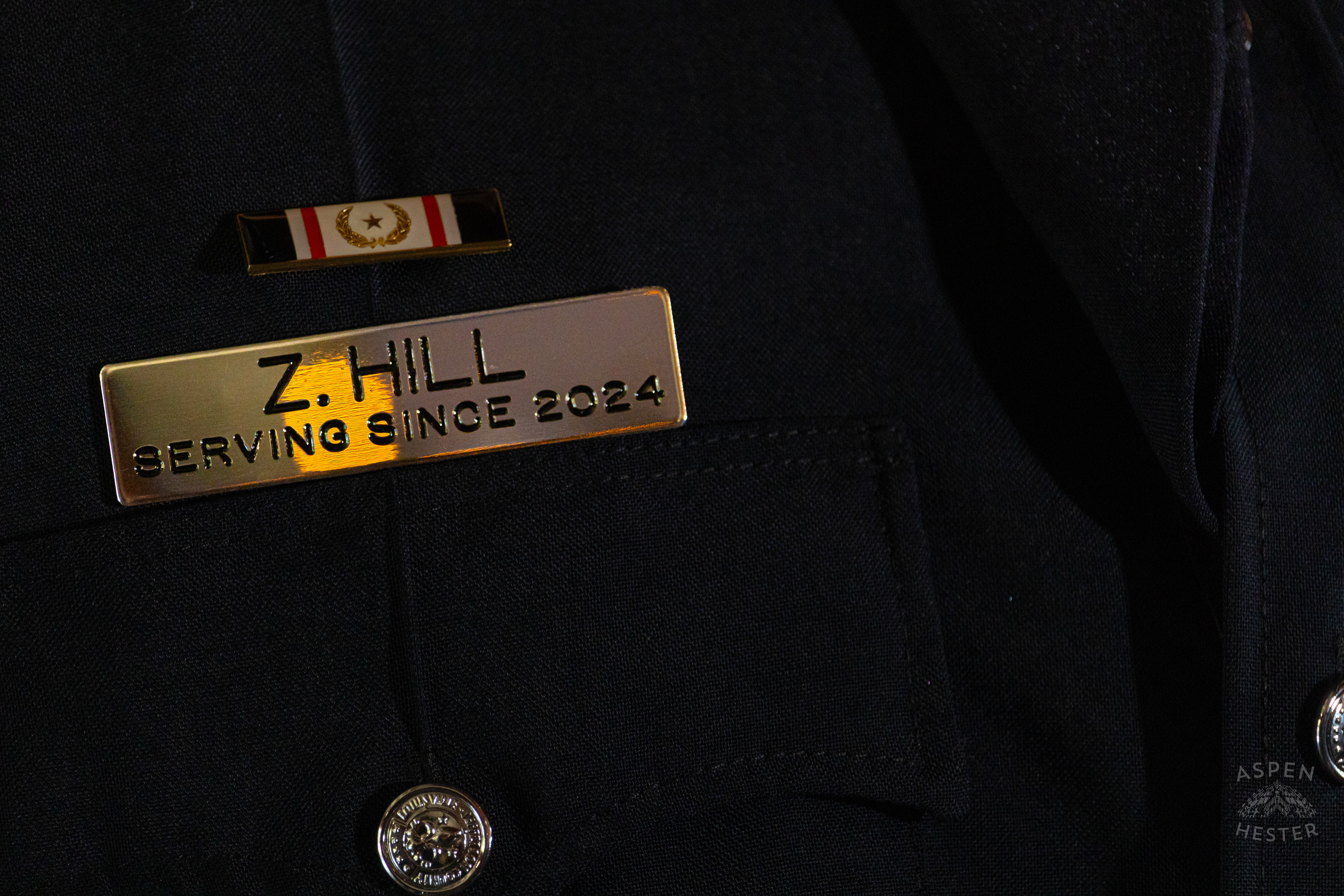 The Shiny Badge of Newly Sworn in Officer Zachary Hill at The Graduation of MAC 59 into LMPD. August 30th, 2024Aspen Hester