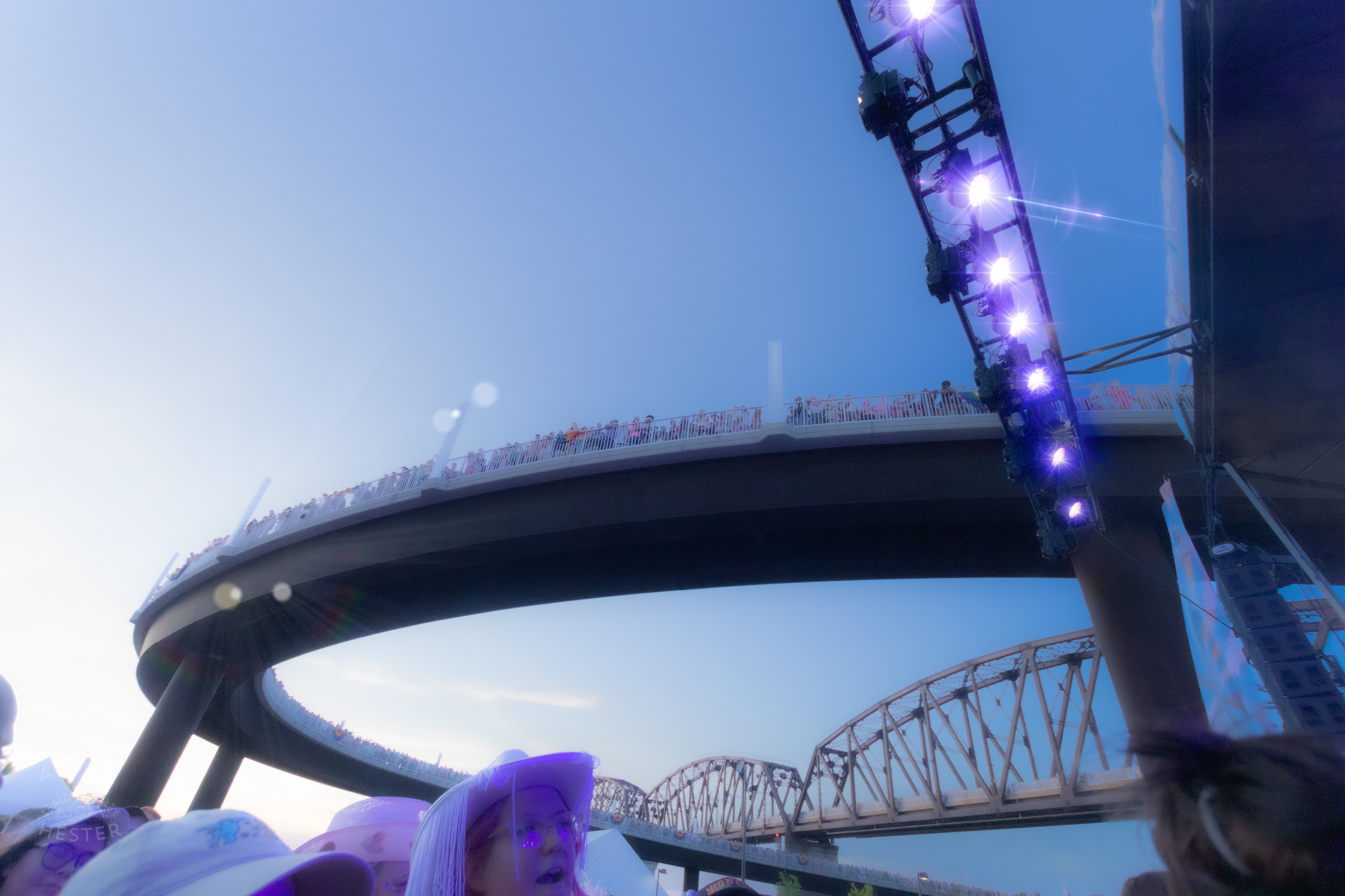Crowds Gathering on The Big Four Bridge to Watch Chappell Roan at Kentuckiana Pride. June 15th, 2024/Aspen Hester