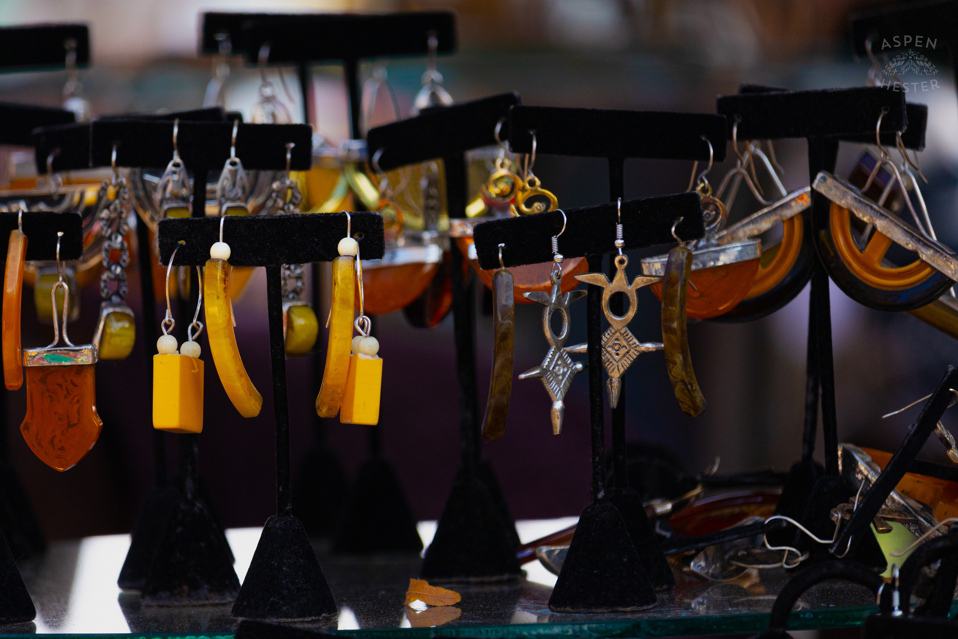 Earrings Being Sold by Foundation International at Opening Day of The 22nd Annual WorldFest. August 30th, 2024. Aspen Hester