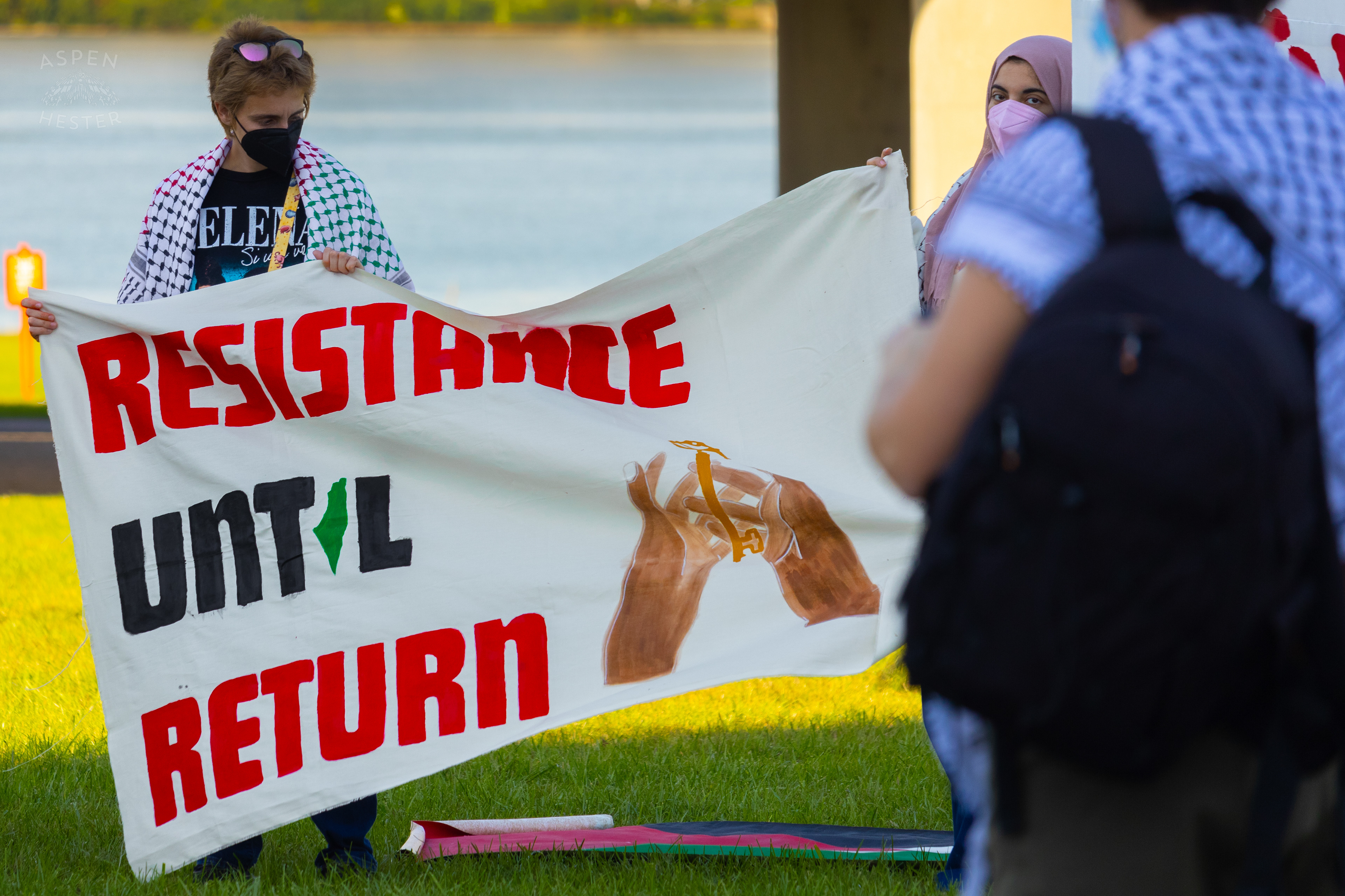 Protesters Demand Peace and Divestment During Lousiville’s One Year of Gaza Genocide Rally. October 5th, 2024/Aspen Hester 