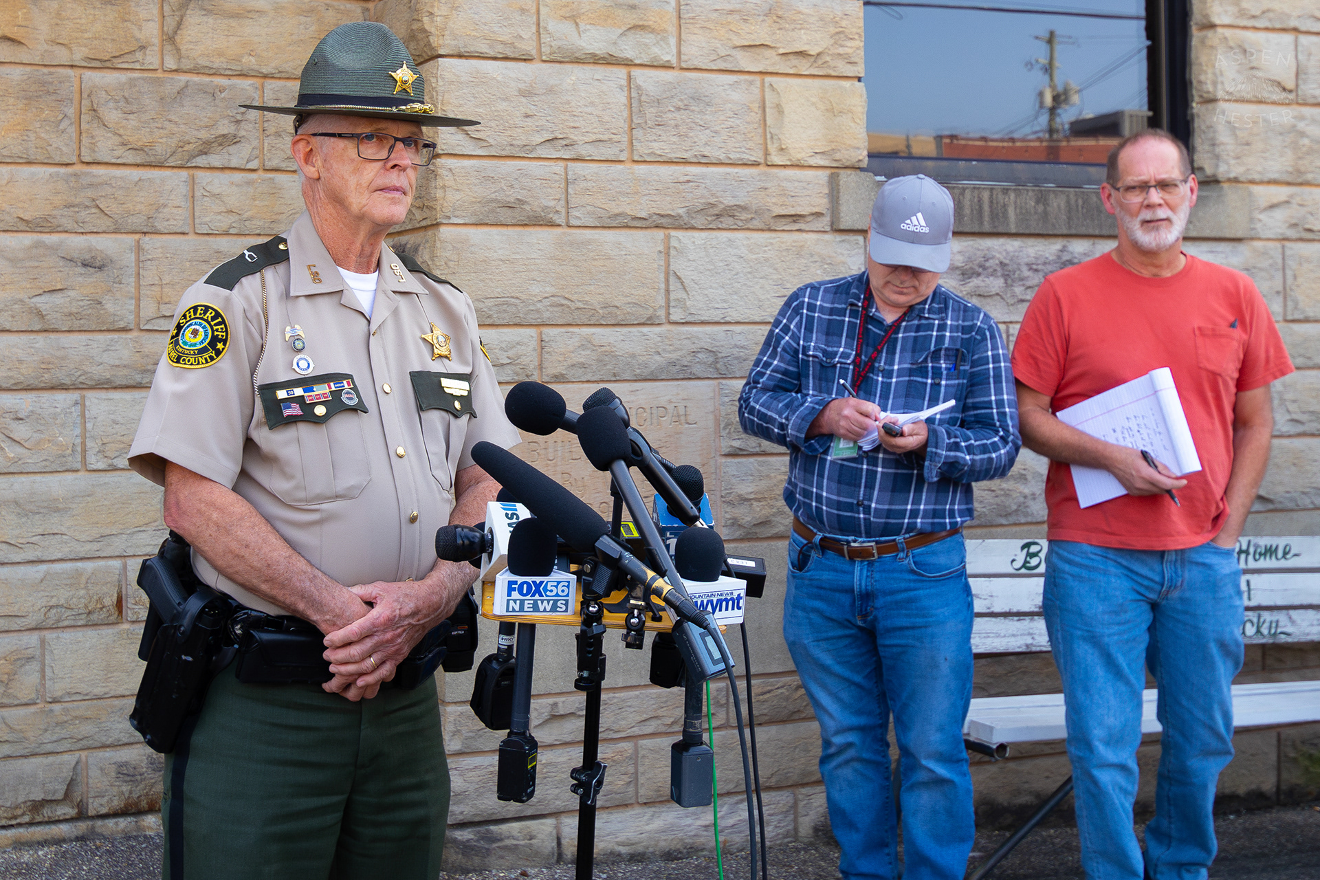 Laurel County Sheriff Spokesperson Dep. Gilbert Acciardo Speaks to The Media About The Ongoing Search for Joseph Couch The Man Suspected of Shooting at Least 12 Cars and Wounding 5 People Driving Past Exit 49 on I-75 in London KY. September 8th, 2024/Aspen Hester