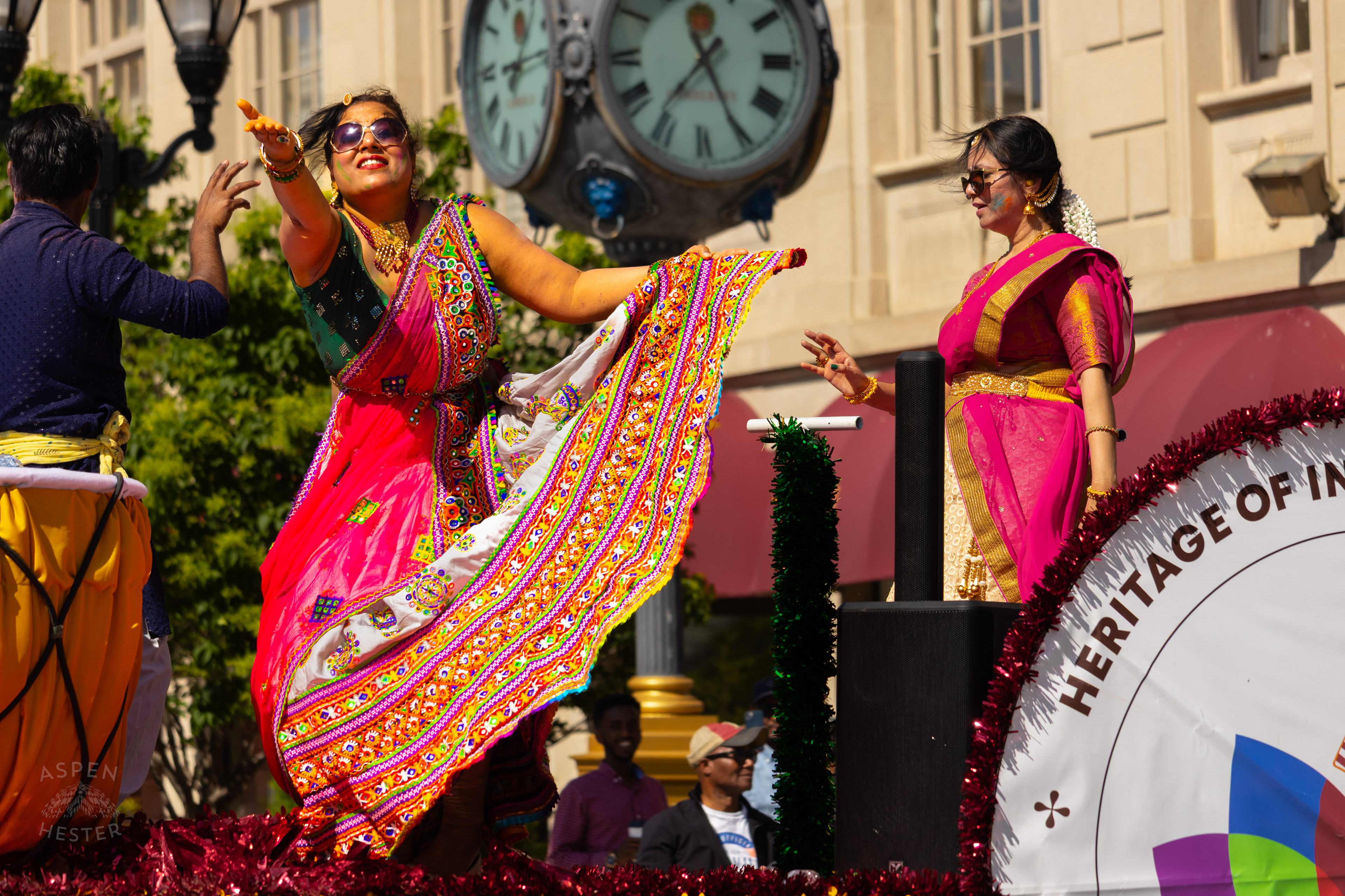 Members of The Heritage of India Foundation Dance Down West Broadway for The 70th Annual Pegasus Parade. April 27th, 2025/Aspen Hester