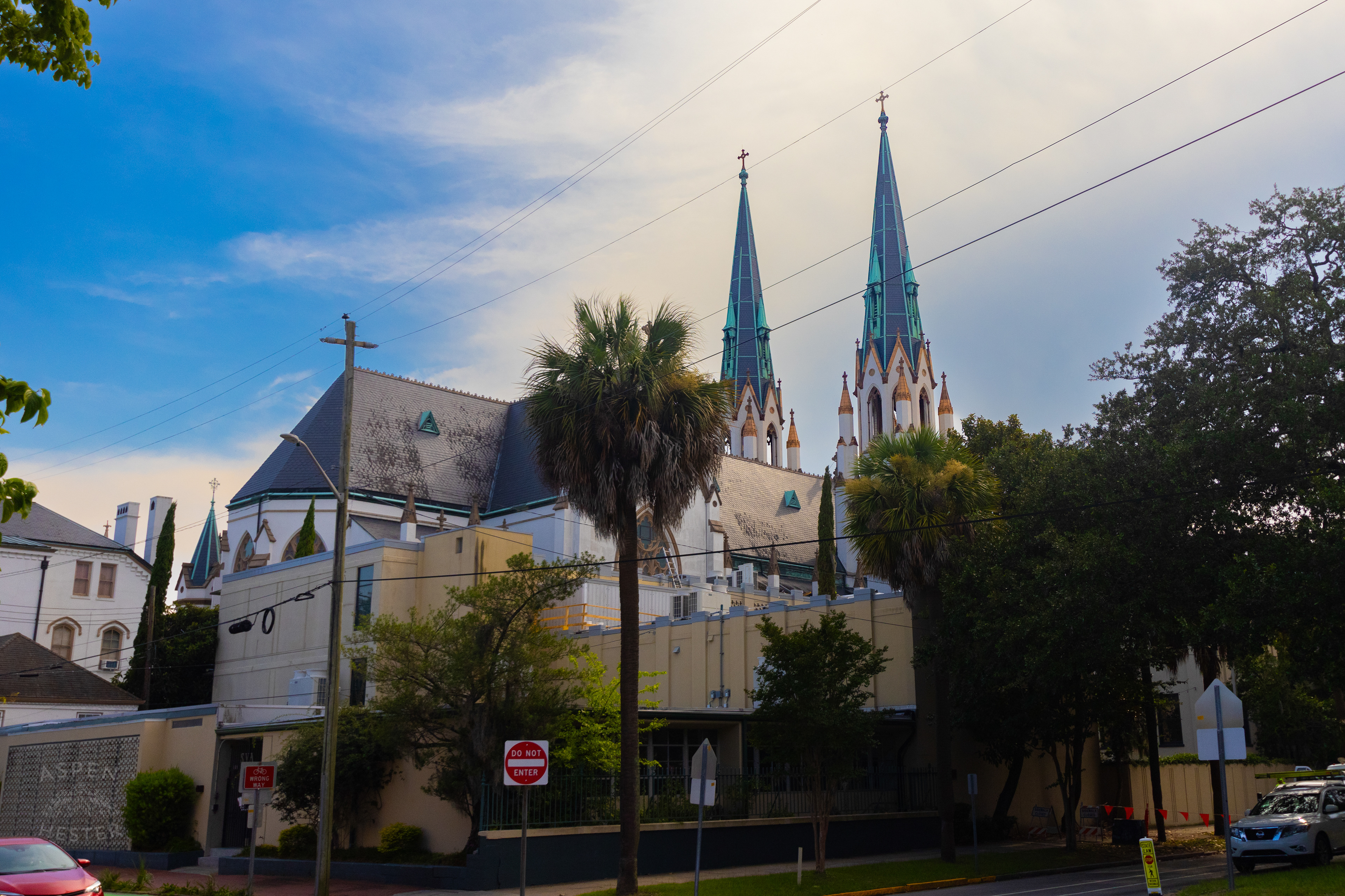 Steeples of The Cathedral of St. John the Baptist Savannah Georgia. June 24th, 2024/Aspen Hester