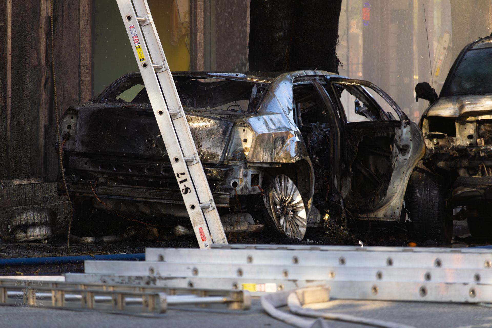 Remains of A Fiery Crash on The Corner of 2nd and Oak Street. June 7th, 2024/Aspen Hester