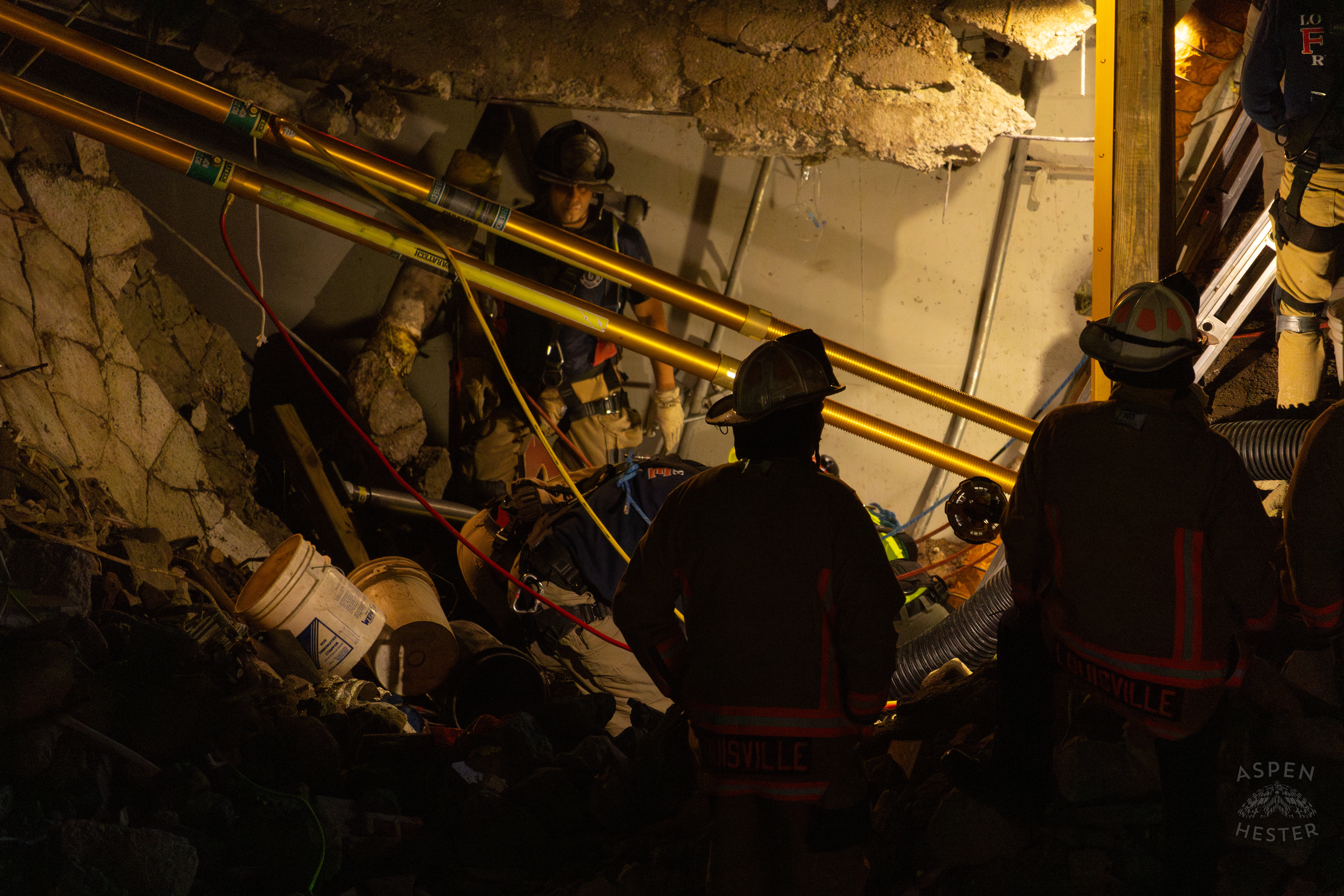 Crew Members Working Above Ground During the 8+ Hour LFD Effort to Free A Trapped Demo Worker. November 11th, 2024/Aspen Hester
