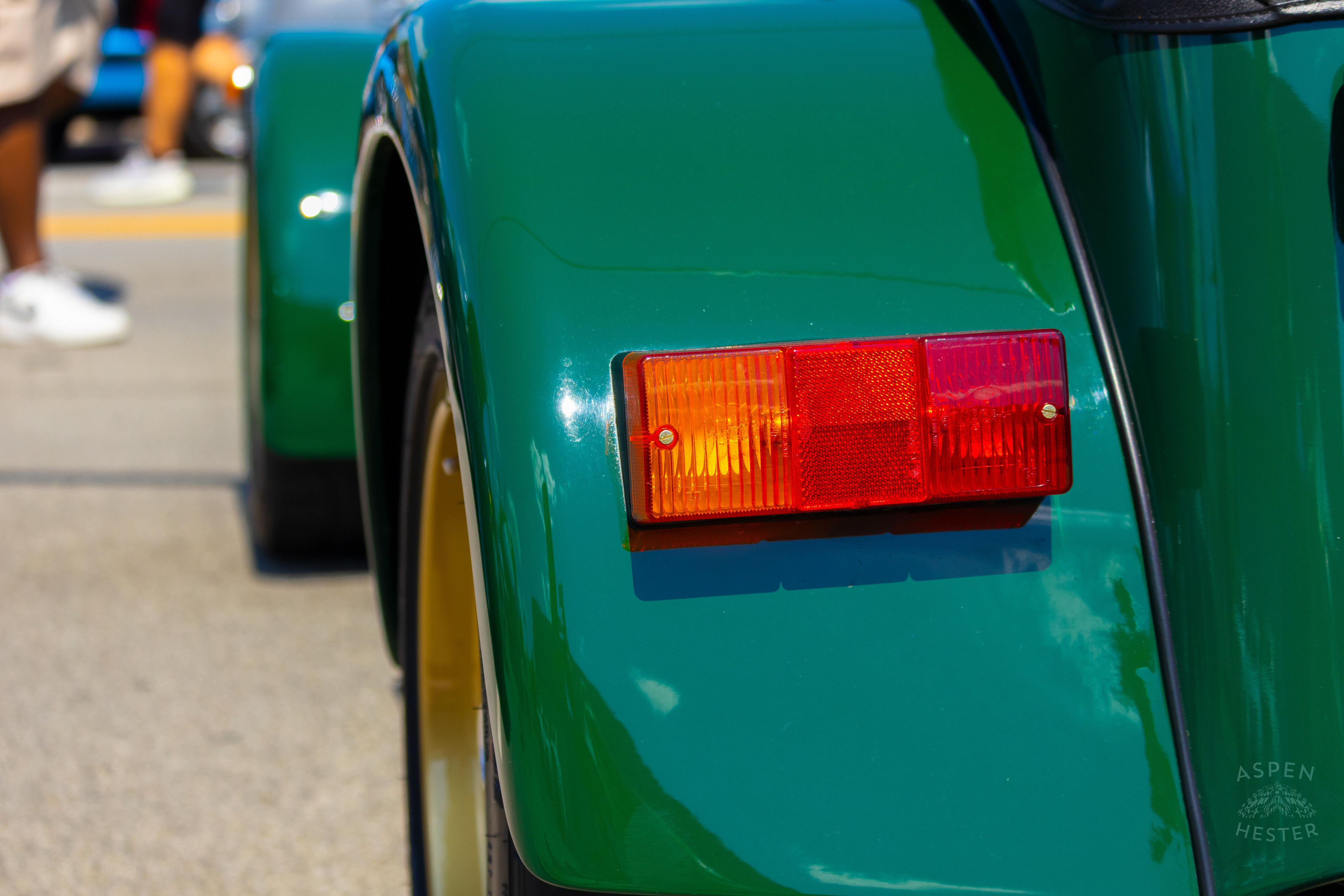 A Green and Yellow 2005 Caterham Seven on Display at The 2024 Jeffersontown Gaslight Festival. September 15th, 2024/Aspen Hester