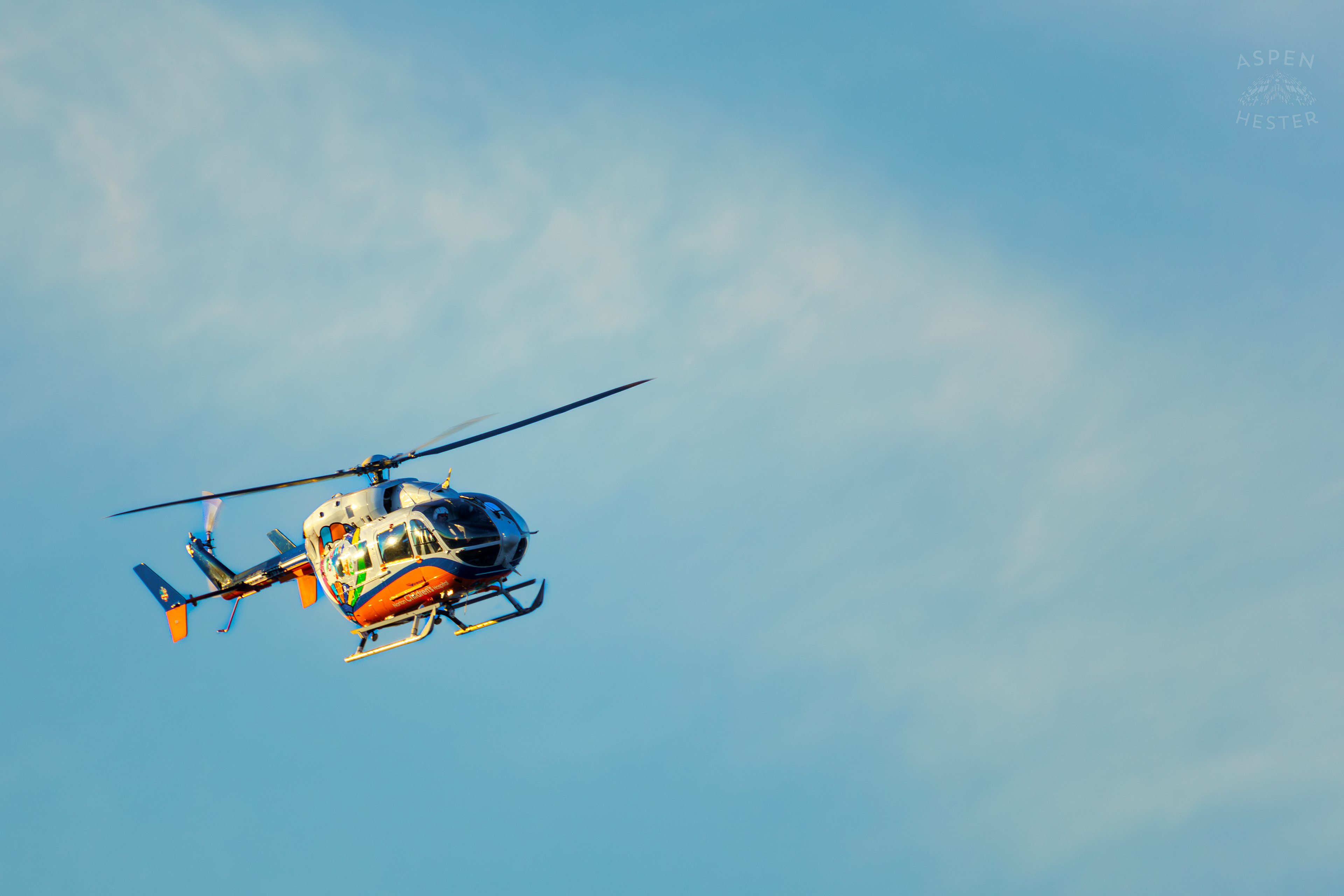 Kosair Kids Medical Helicopter Flies Over Nulu on A Saturday Evening. November 14th, 2024/Aspen Hester
