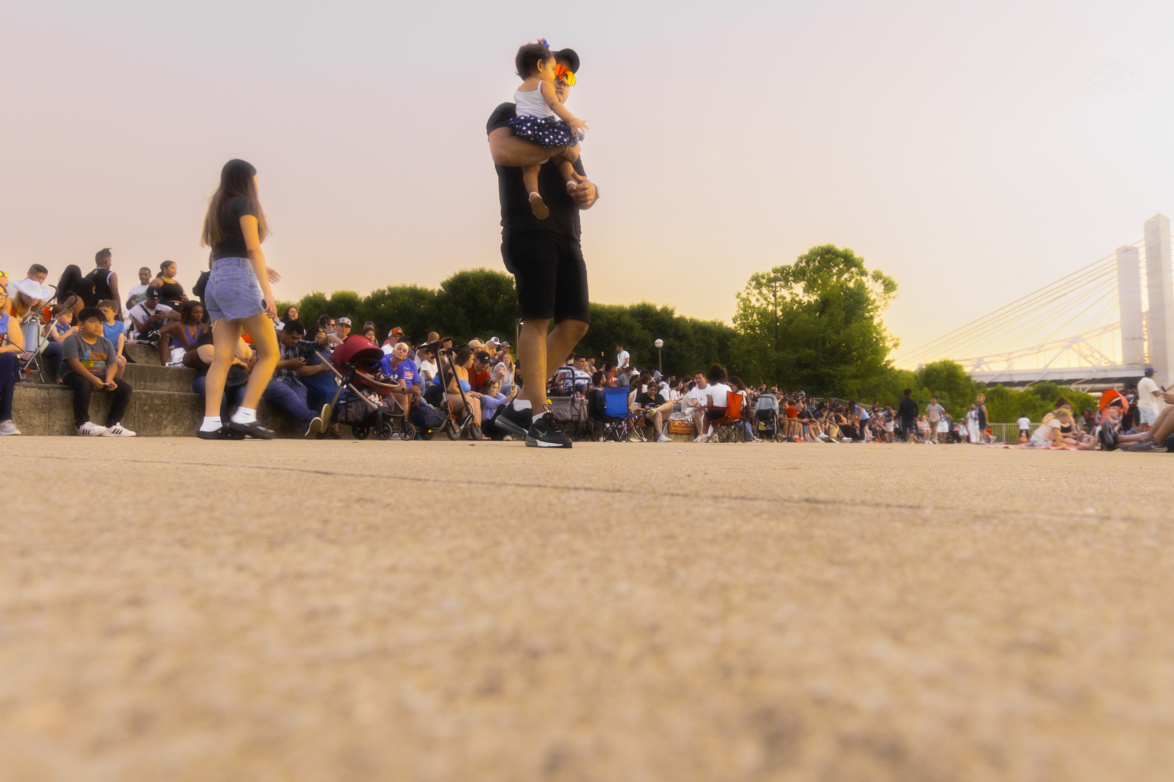 Crowds Gathering Early for the Fireworks Display at Waterfront Park 4th of July. July 4th, 2024/Aspen Hester