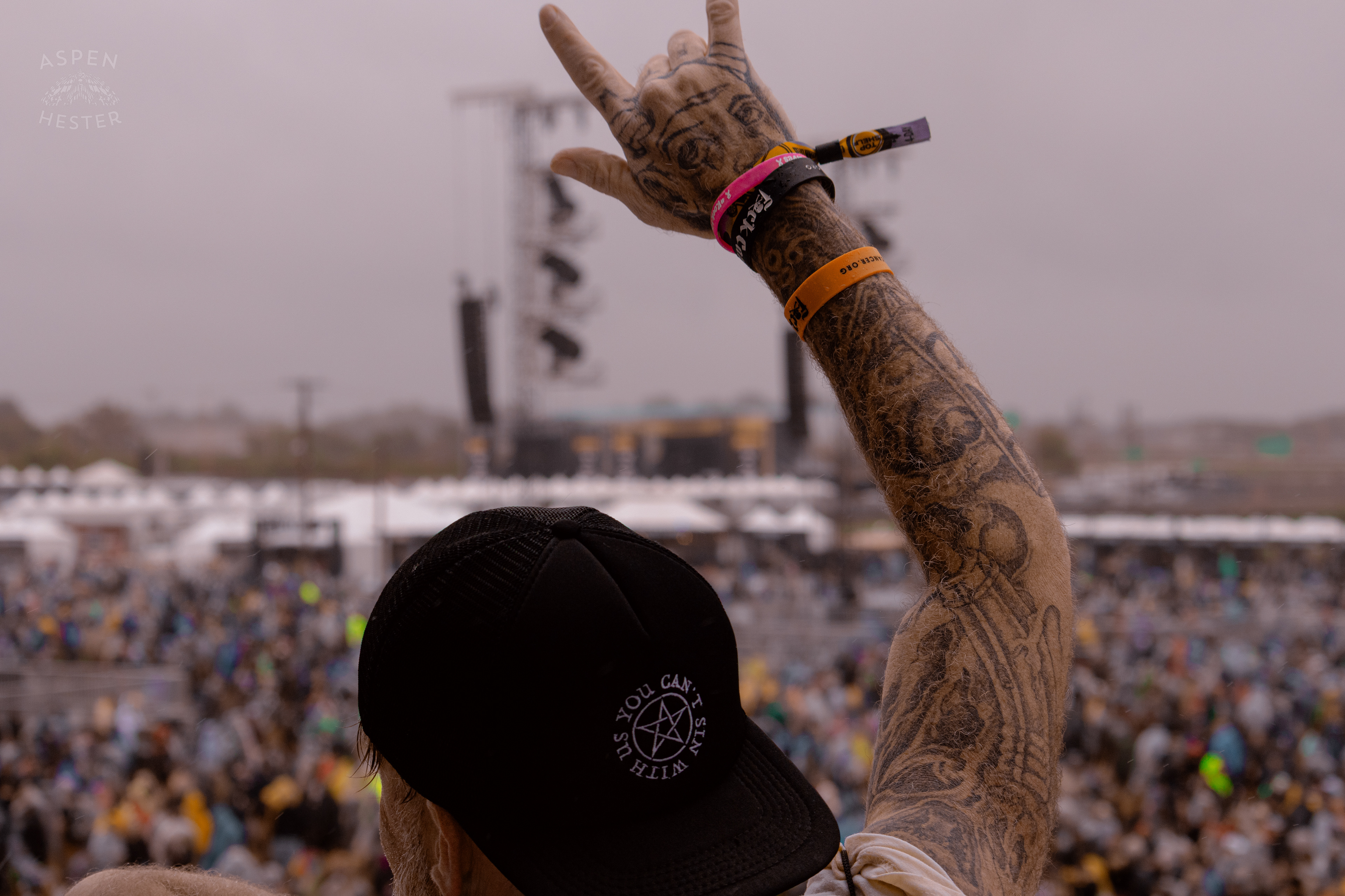 Rocker Cheering From the VIP Tower During Saturday at Louder than Life. September 28th, 2024/Aspen Hester 