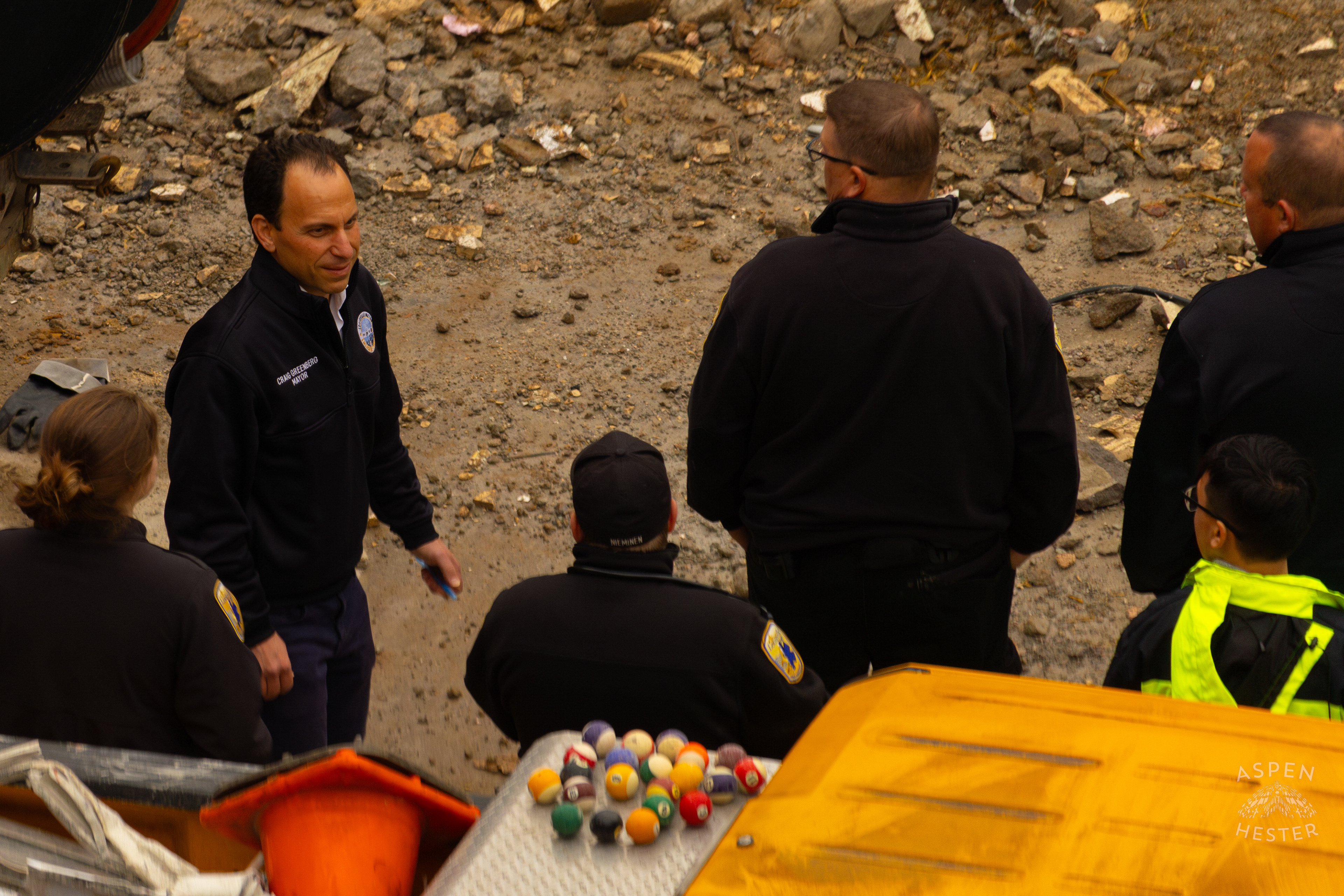 Mayor Craig Greenberg On The Scene of the 8+ Hour LFD Effort to Free A Trapped Demo Worker. November 11th, 2024/Aspen Hester