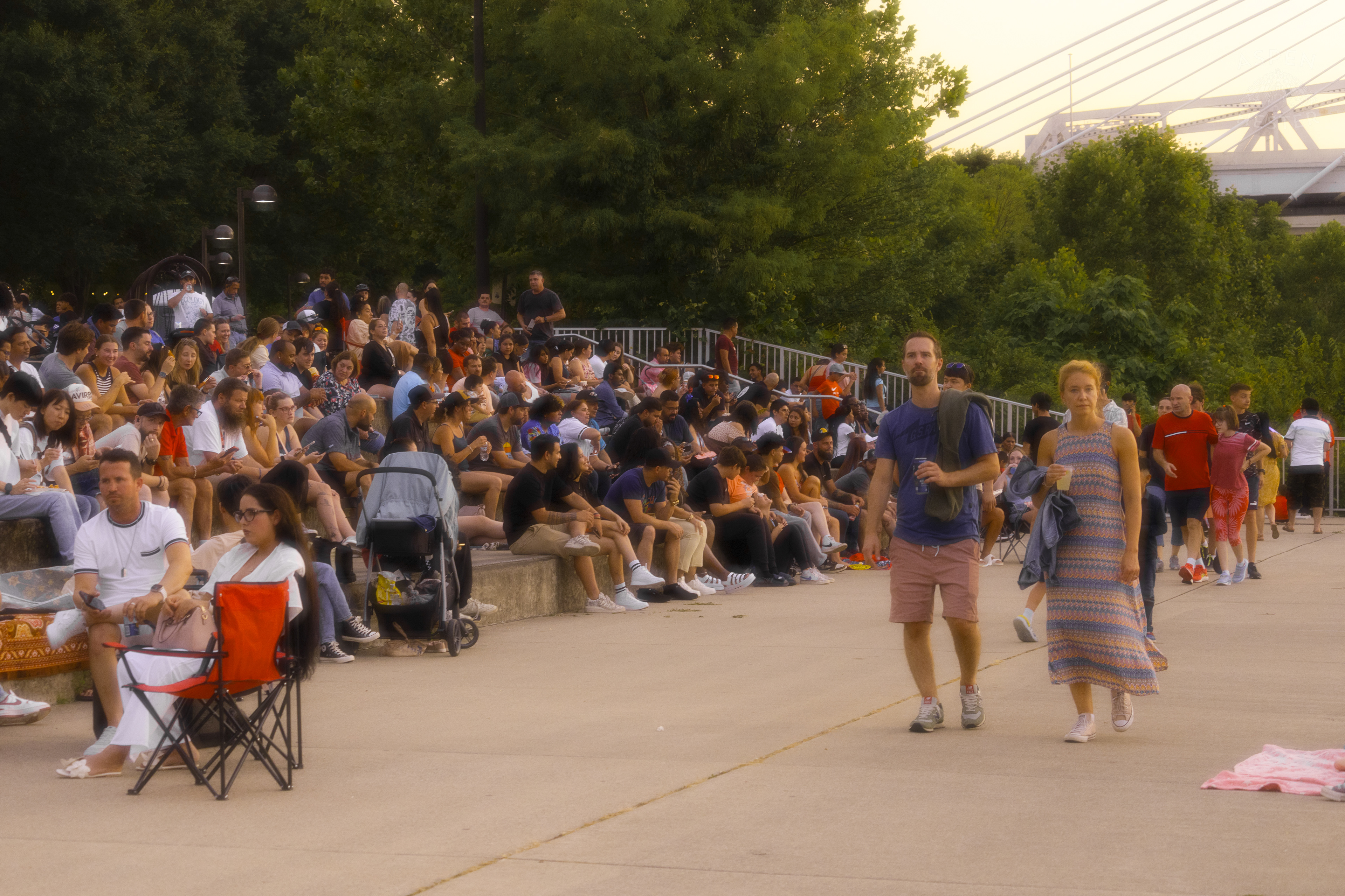 Crowds Gathering Early for the Fireworks Display at Waterfront Park 4th of July. July 4th, 2024/Aspen Hester