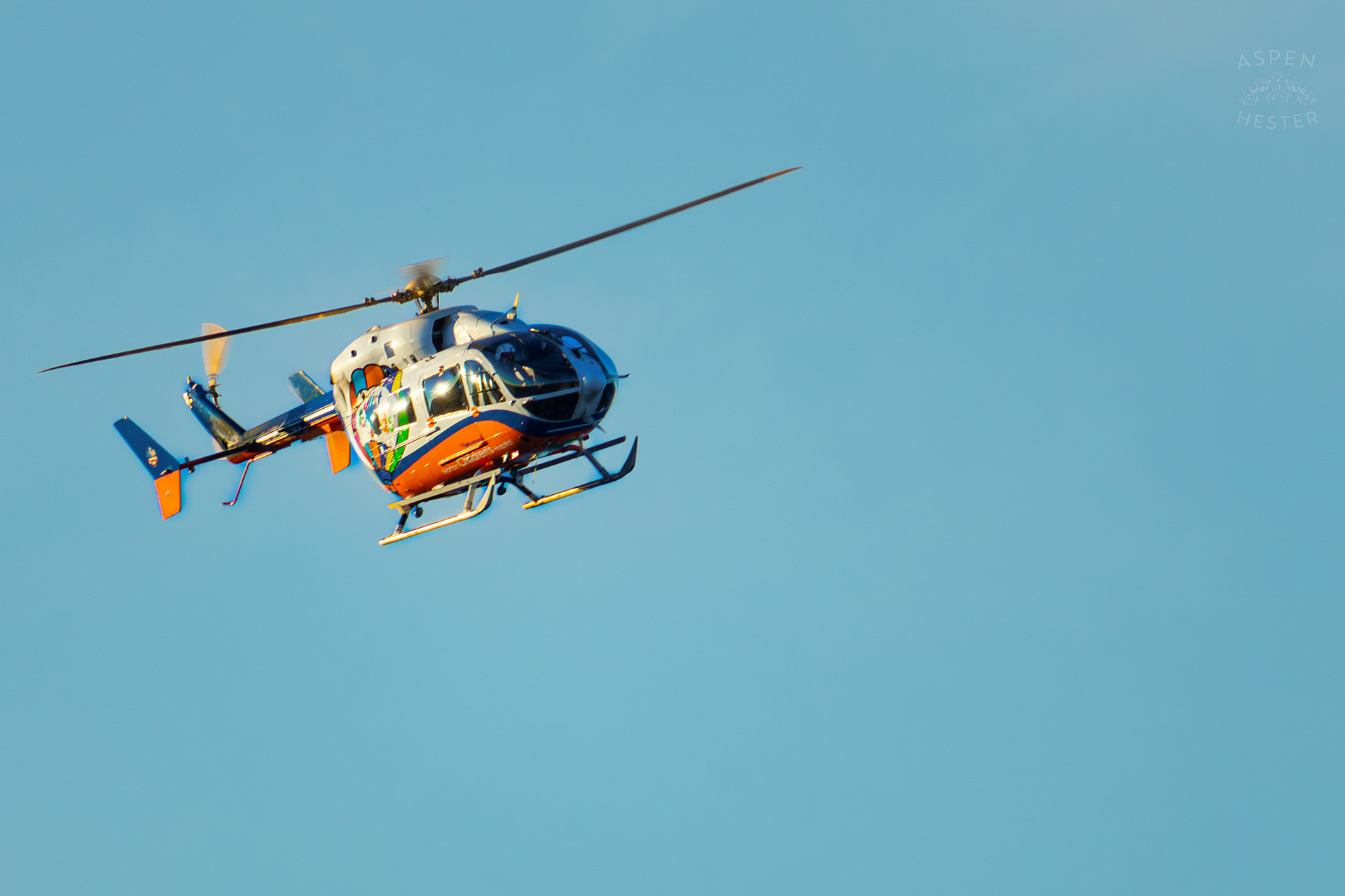 Kosair Kids Medical Helicopter Flies Over Nulu on A Saturday Evening. November 14th, 2024/Aspen Hester