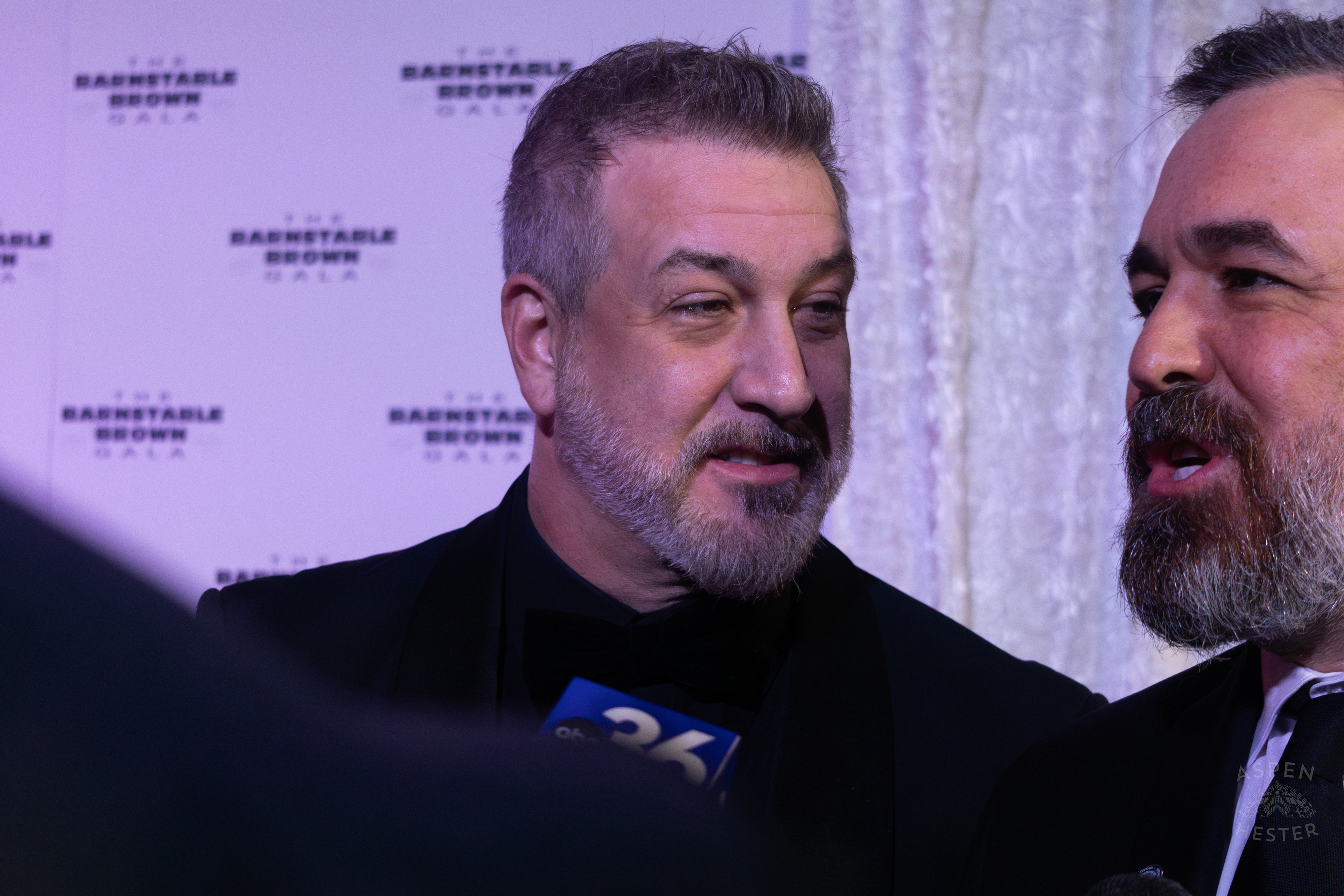 NSYNCs’ Joey Fatone and Impractical Jokers’ Q Speak to The Media at The 2025 Barnstable-Brown Gala. May 2nd, 2025/Aspen Hester