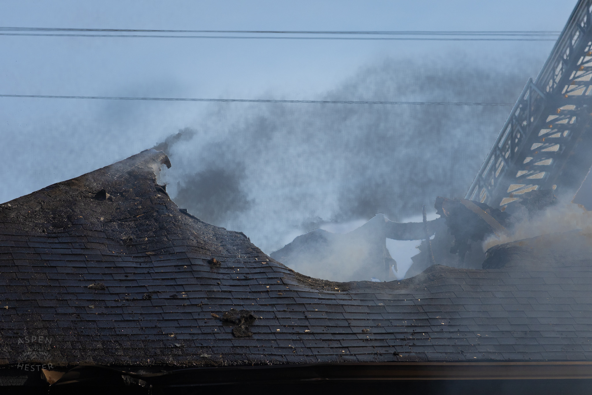 Smoking Remains of The Old Library on Preston Highway. May 31st, 2024/Aspen Hester