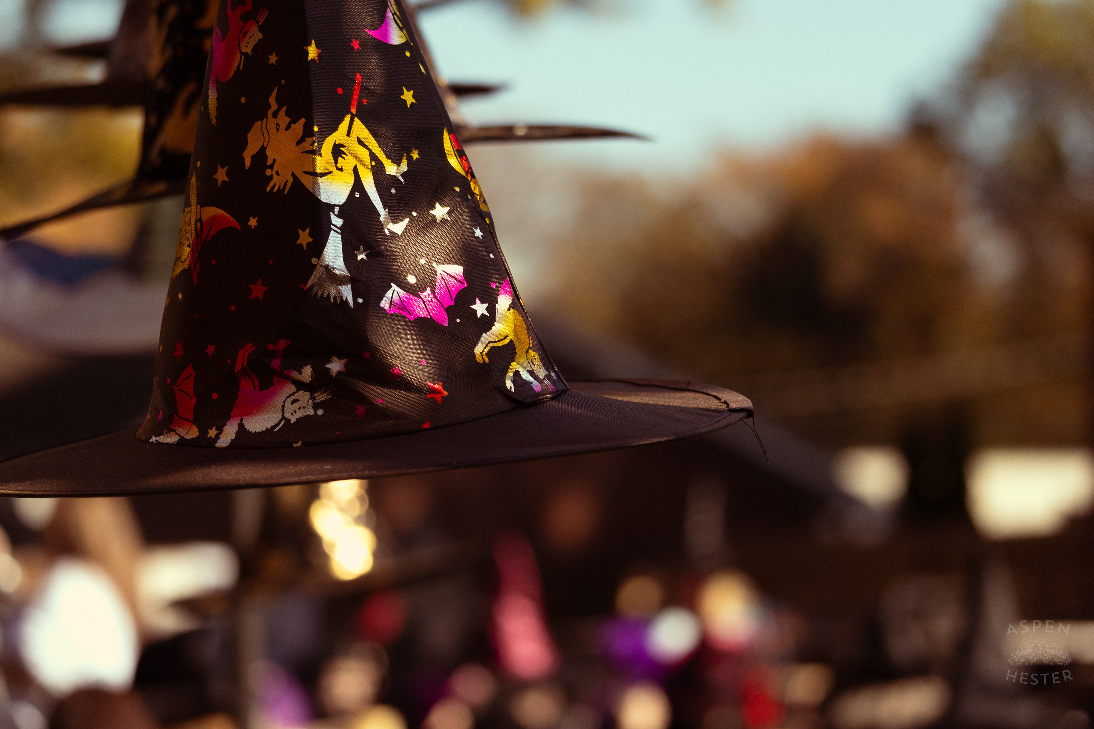 Witch Hats Floating Above Dozens of Women Attending Stacey Edrington’s Yearly Witches Brunch in Mt. Washington. October 26th, 2024/Aspen Hester