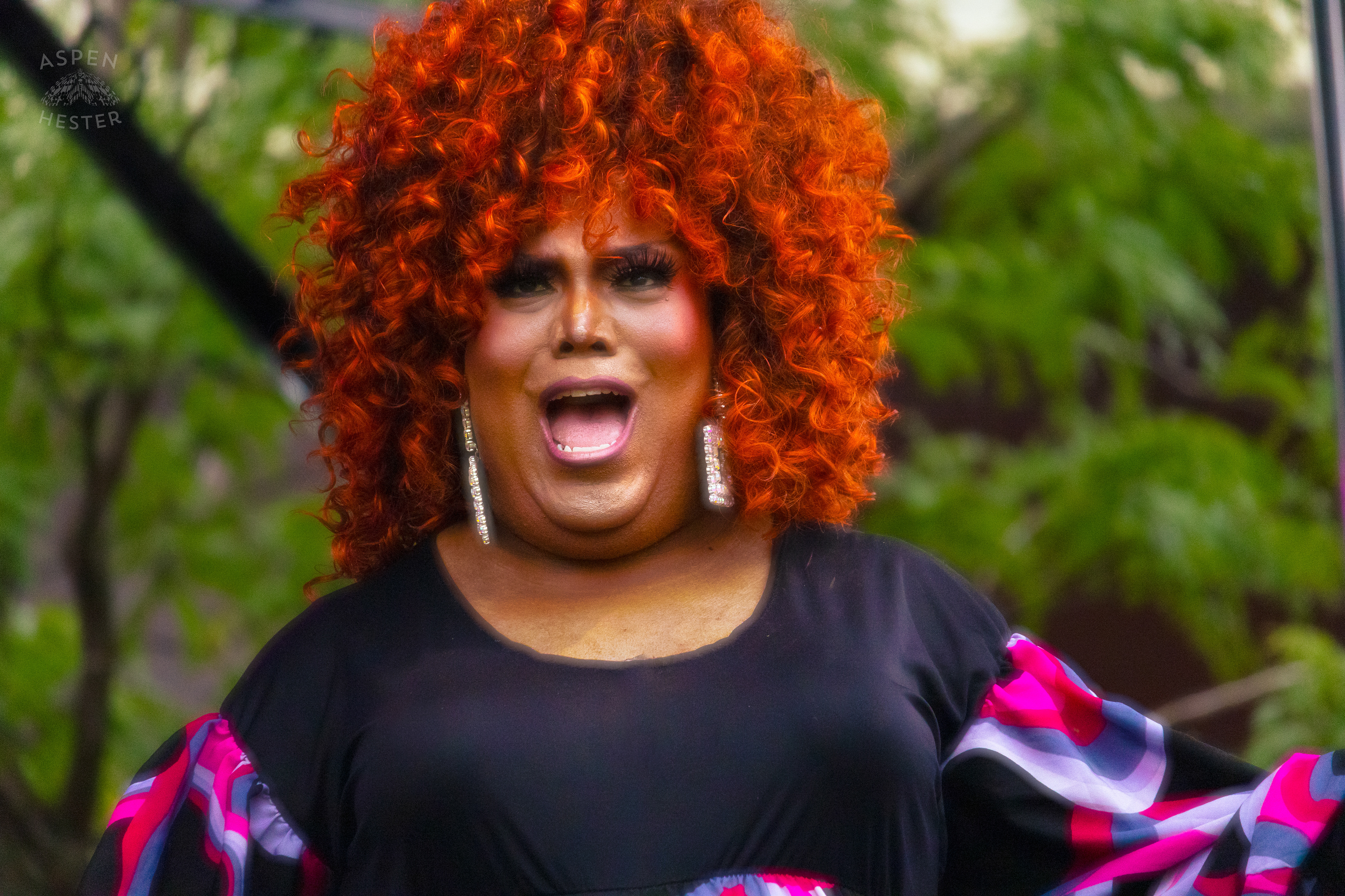 Drag Queen Performing 'Greatest Love of All' by Whitney Houston During Pride Bar's Family Friendly Drag Show at Southern Indiana Pride. June 1st, 2024/Aspen Hester