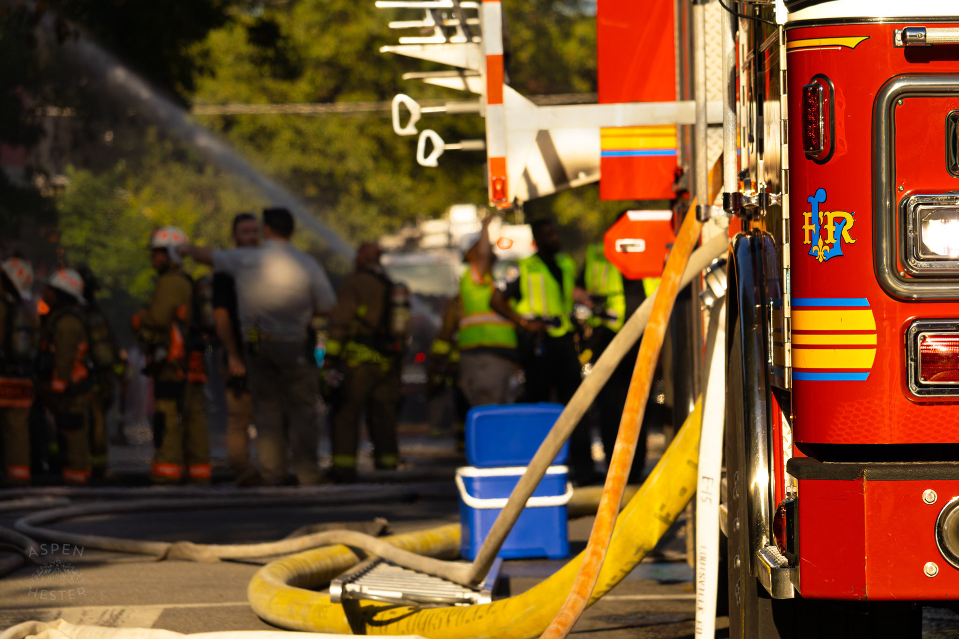 Louisville Firefighters Battling Flames on The Corner of 2nd and Oak Street. June 7th, 2024/Aspen Hester