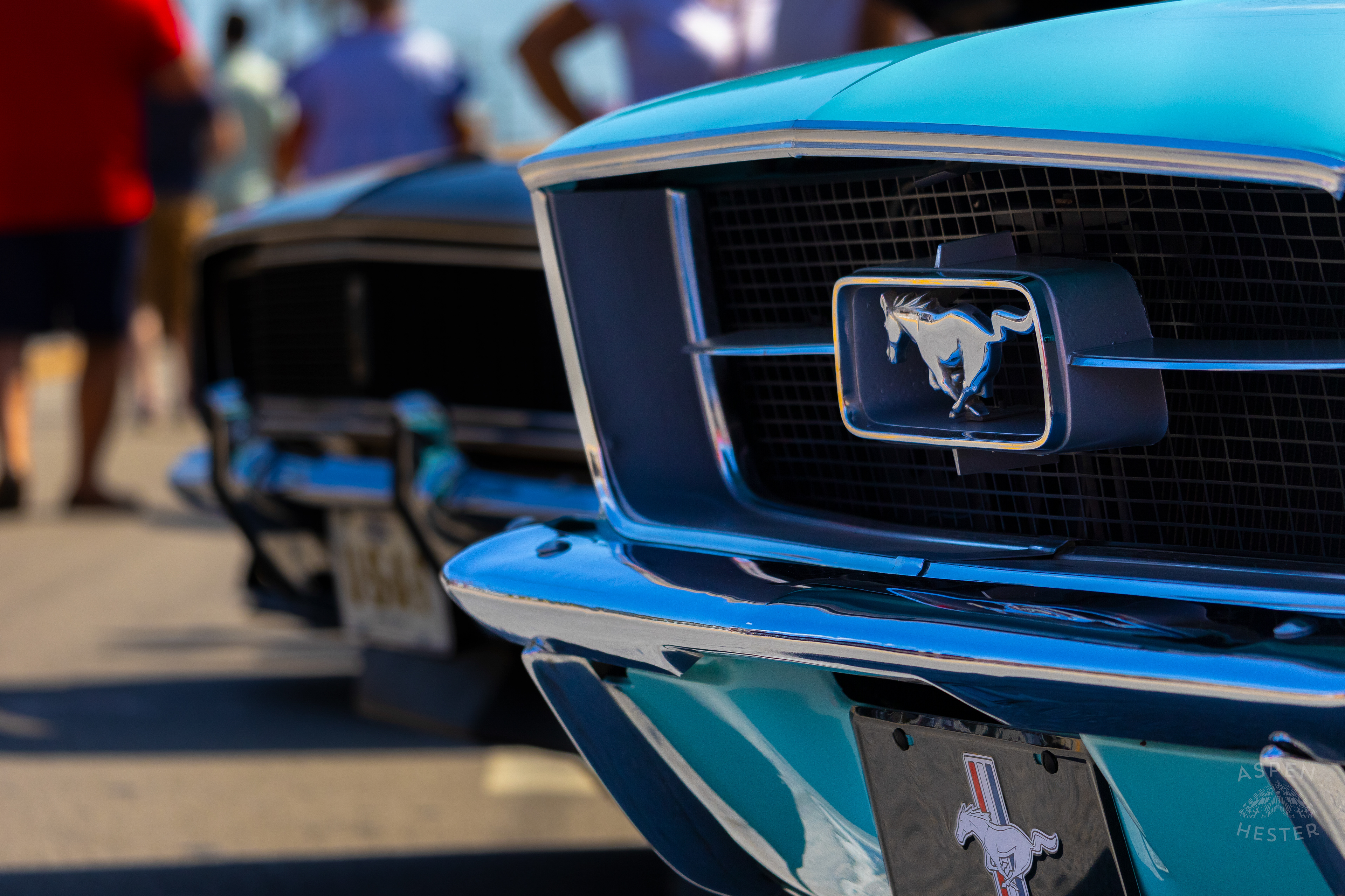 A Light Blue 1967 Ford Mustang on Display at The 2024 Jeffersontown Gaslight Festival. September 15th, 2024/Aspen Hester