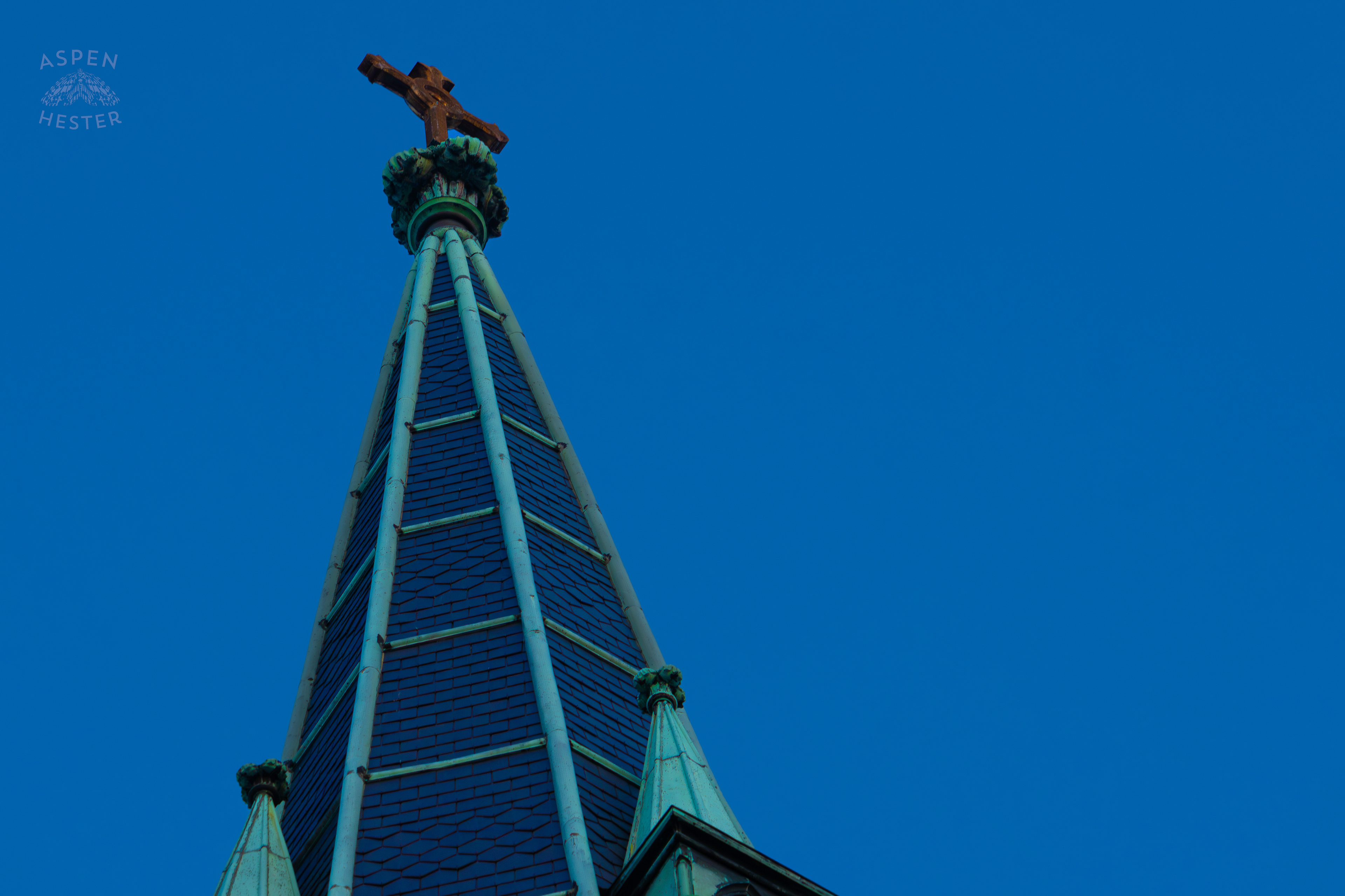 The Cathedral of St. John the Baptist Steeple Savannah Georgia. June 24th, 2024/Aspen Hester