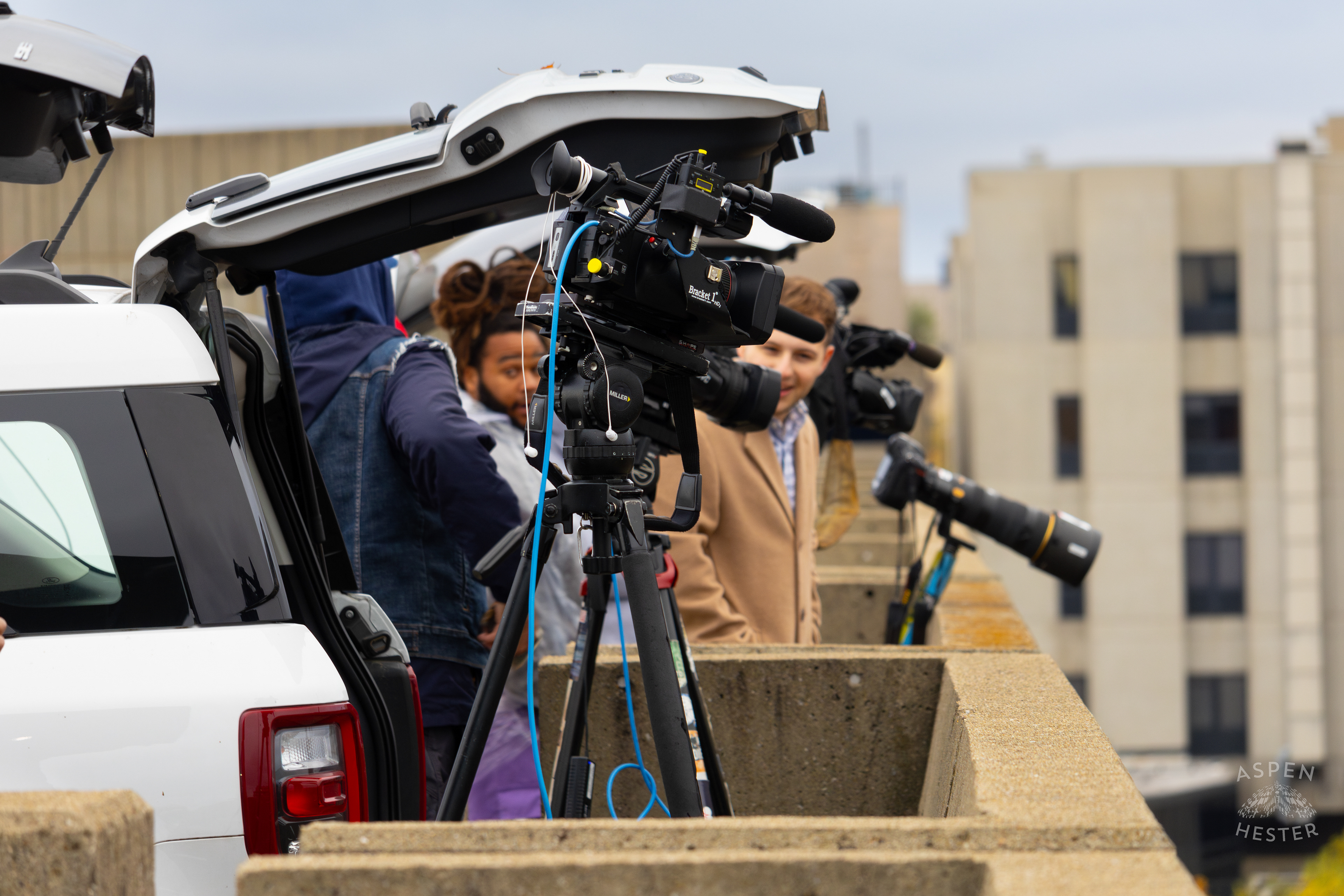 News Crews Flocking to The Top of A Nearby Parking Garage to Document the 8+ Hour LFD Effort to Free A Trapped Demo Worker. November 11th, 2024/Aspen Hester