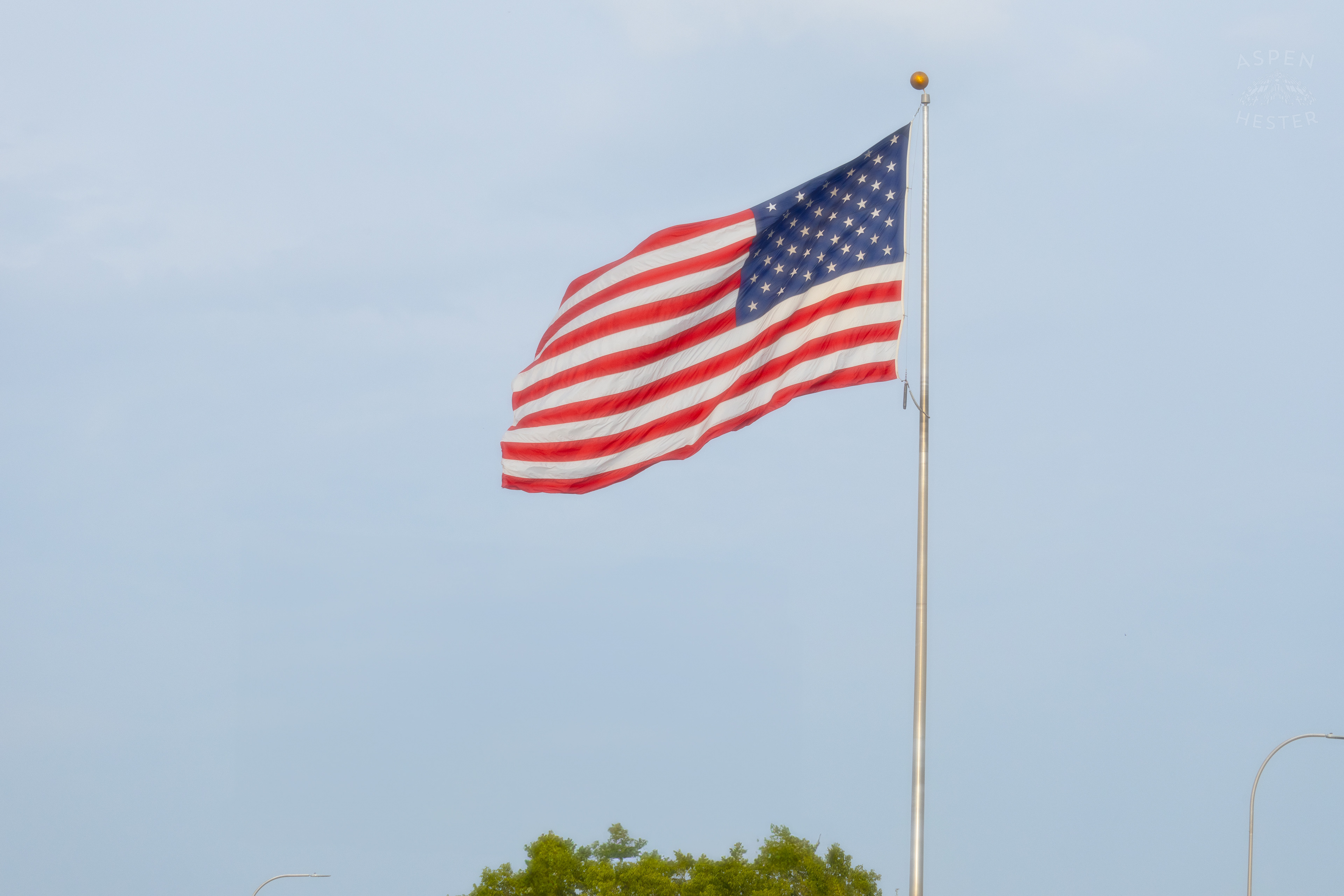 American Flag Flying at Waterfront Park 4th of July. July 4th, 2024/Aspen Hester