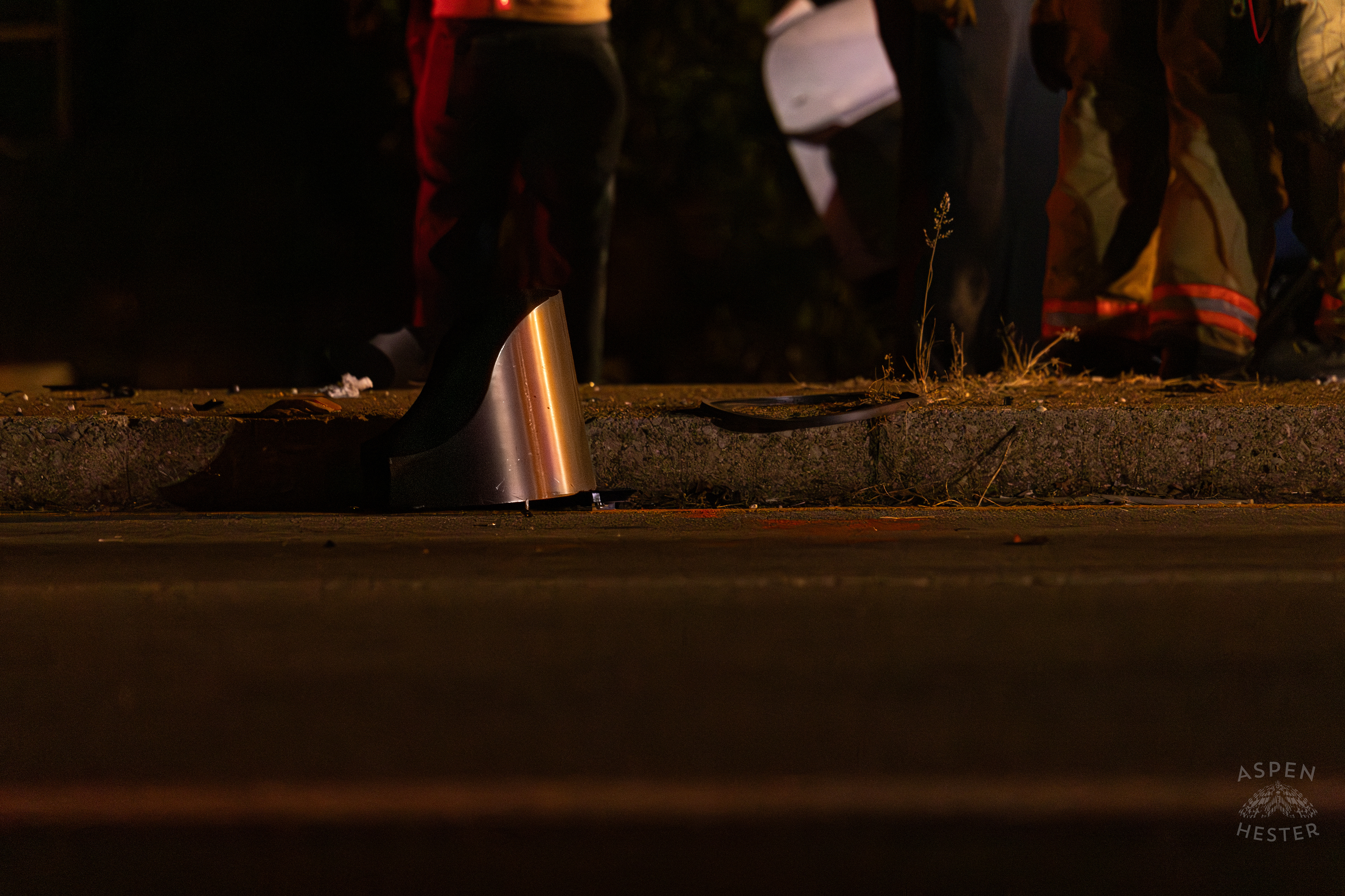 Pieces of A Stoplight Lay in The Road after A Piper Cherokee Plane Crash Landed, Taking Out Utility Poles, and Hitting A Car on Breckenridge Lane and Kresge Way. October 11th, 2024/Aspen Hester 