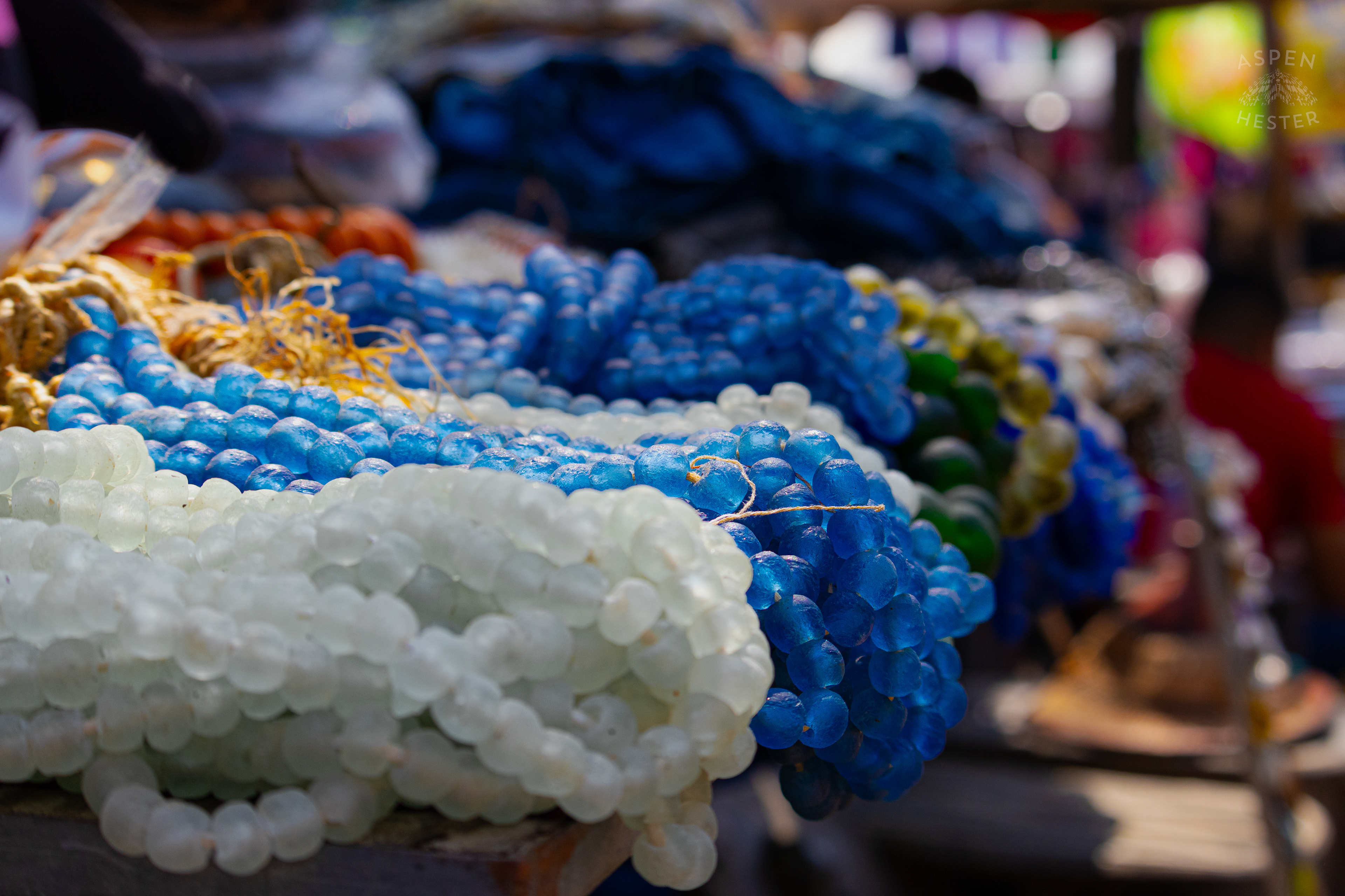 Beads Being Sold by Gafa Personalizados at Opening Day of The 22nd Annual WorldFest. August 30th, 2024. Aspen Hester