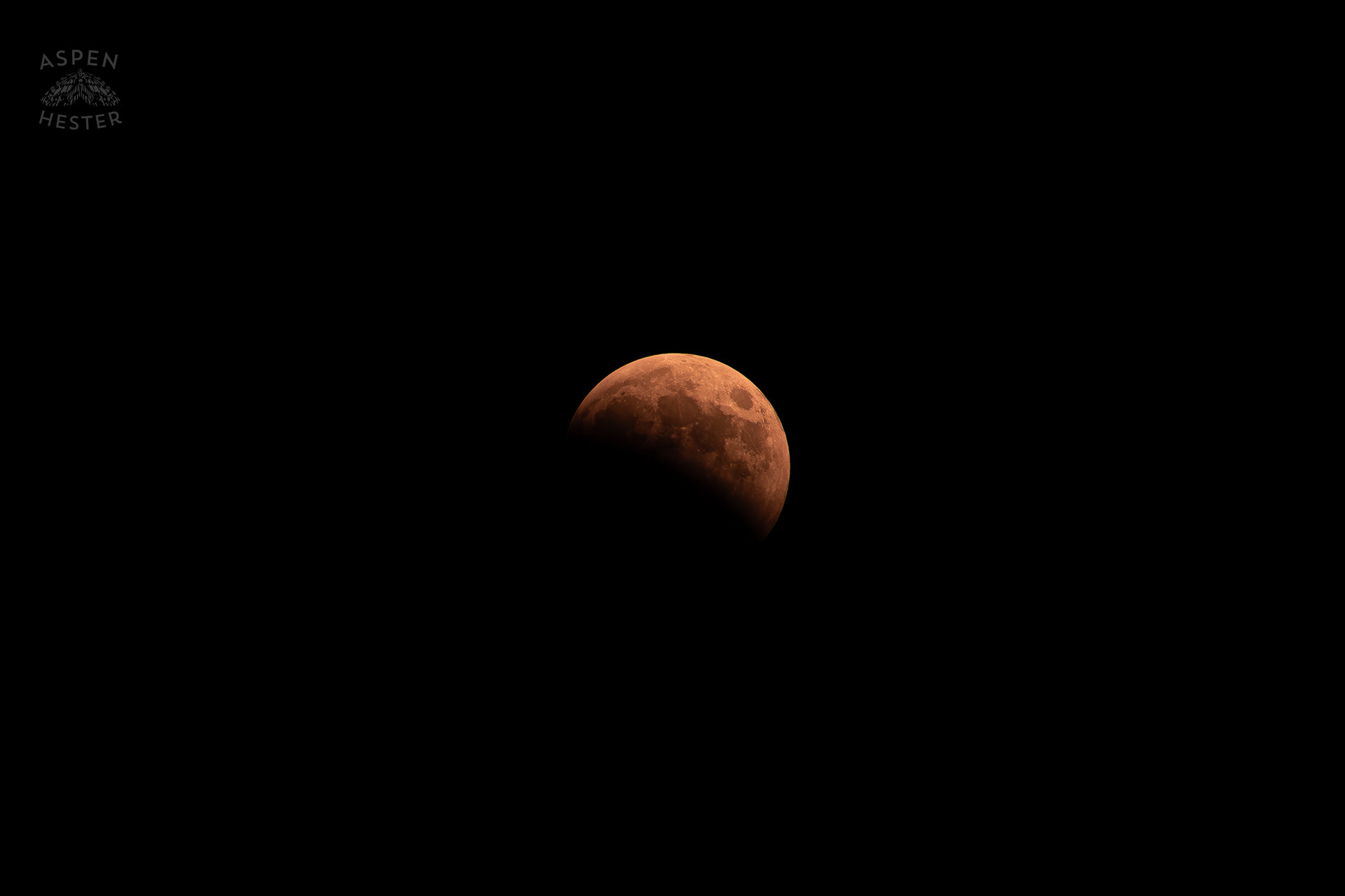 March 2025’s Lunar Eclipse Over A Blood Moon at 1:40am, and 46 Minutes Before The Total Eclipse Begins. March 14th, 2025/Aspen Hester