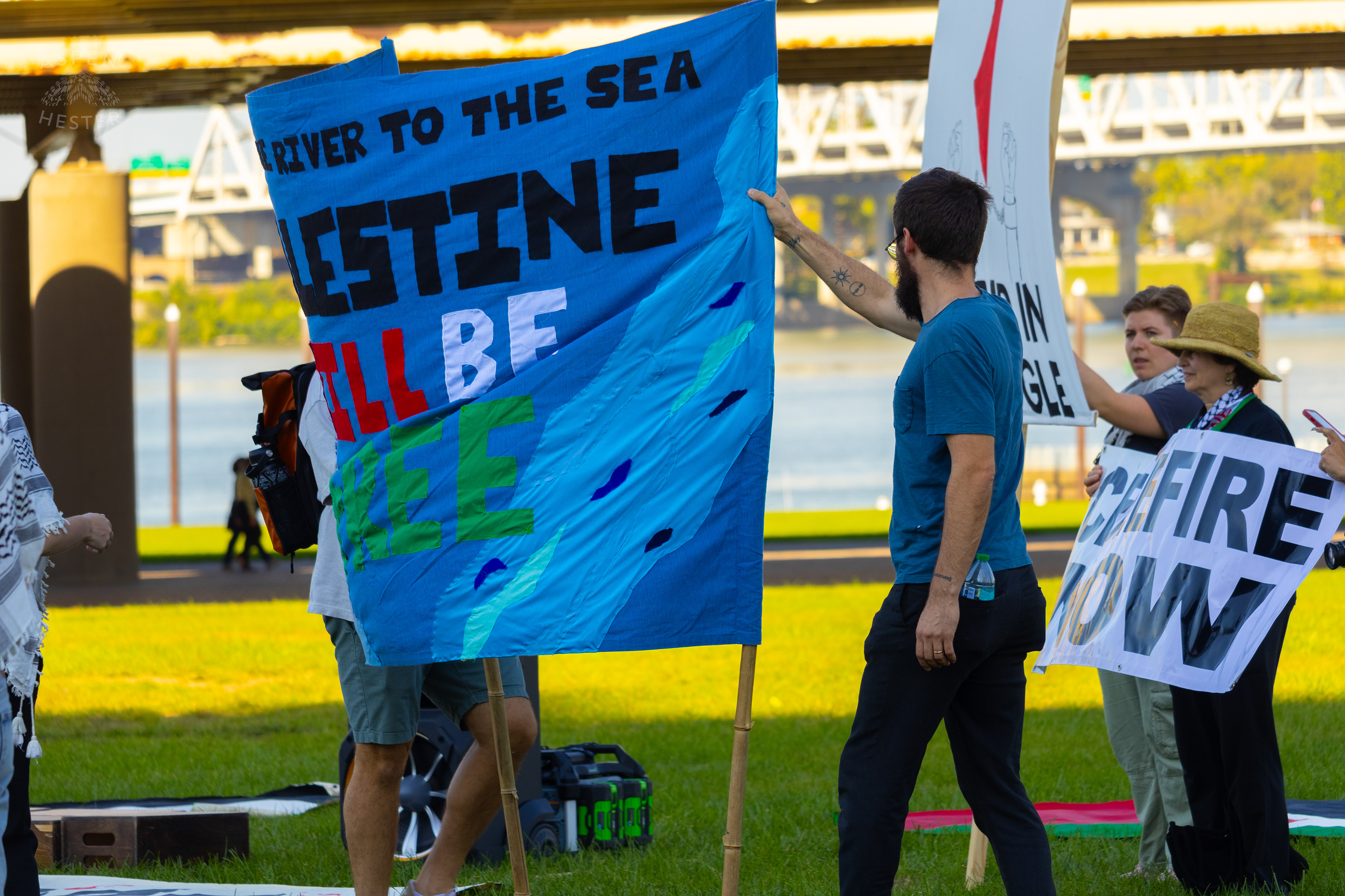 Protesters Demand Peace and Divestment During Lousiville’s One Year of Gaza Genocide Rally. October 5th, 2024/Aspen Hester 