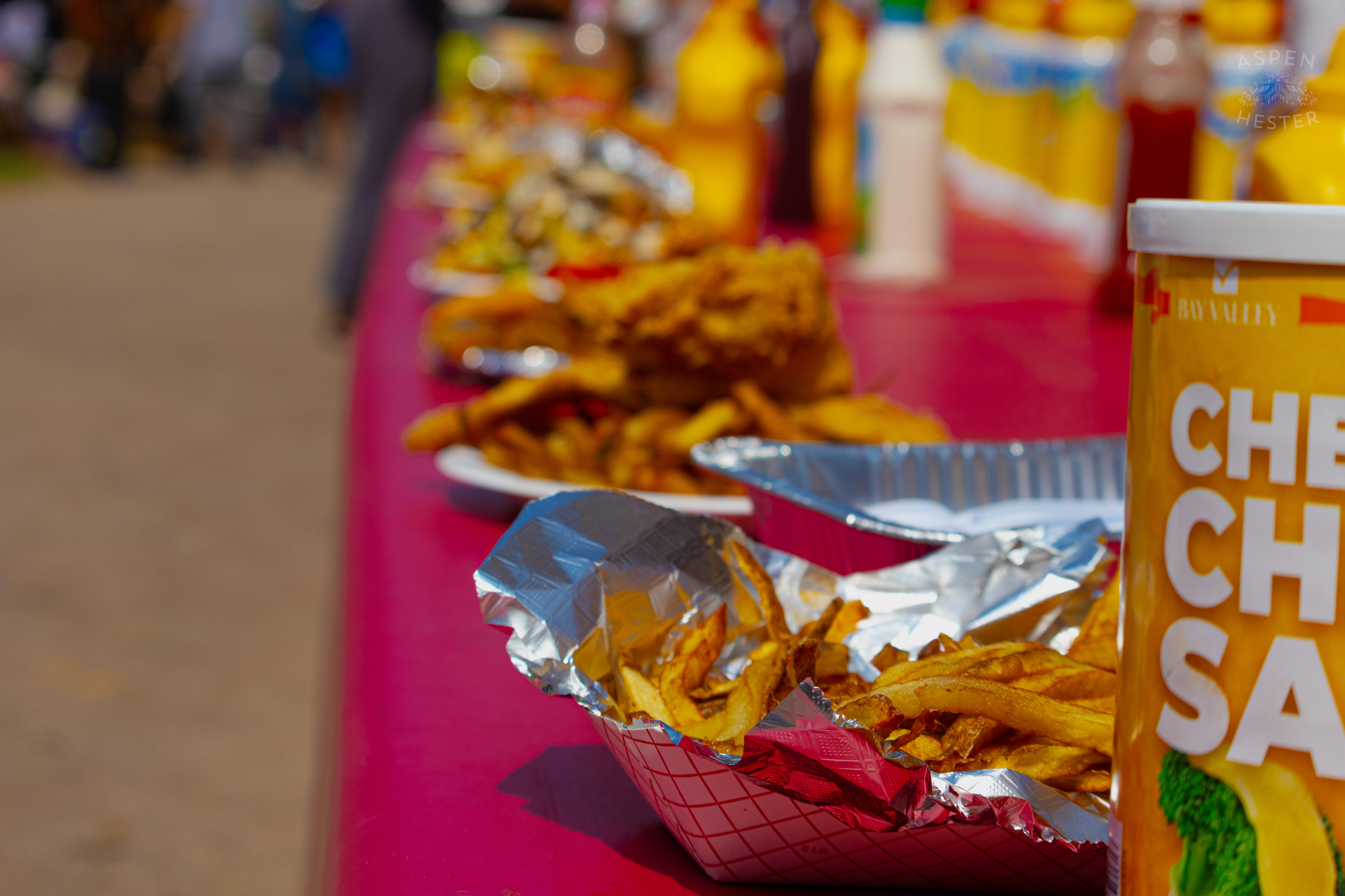 Hot and Ready Food Made by Grandpa's Grill At Opening Day of The 22nd Annual WorldFest. August 30th, 2024. Aspen Hester