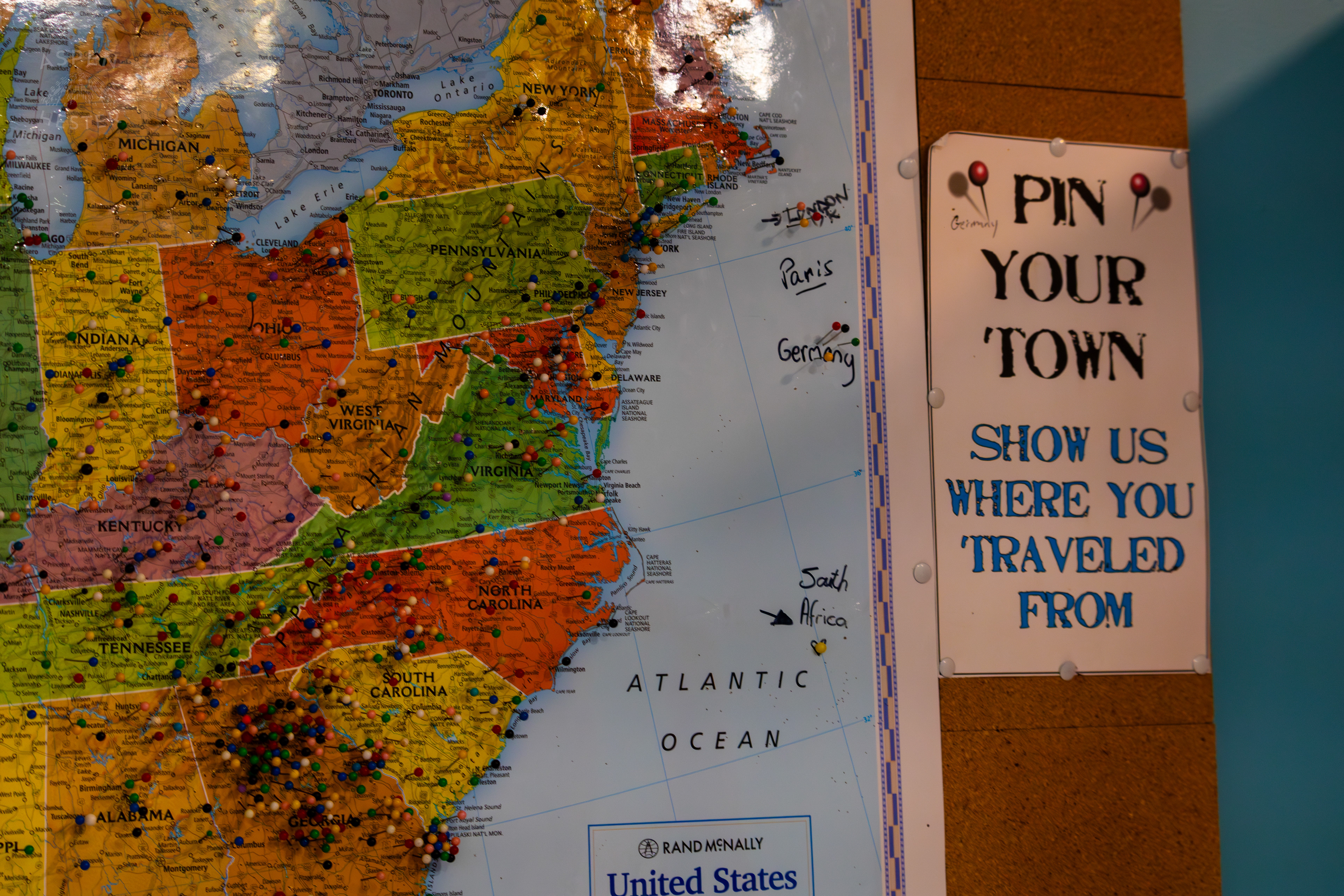 'Pin Your Town' Inside Seaweed's Sno-Balls and Ice Cream on Tybee Island Georgia. June 25th, 2024/Aspen Hester