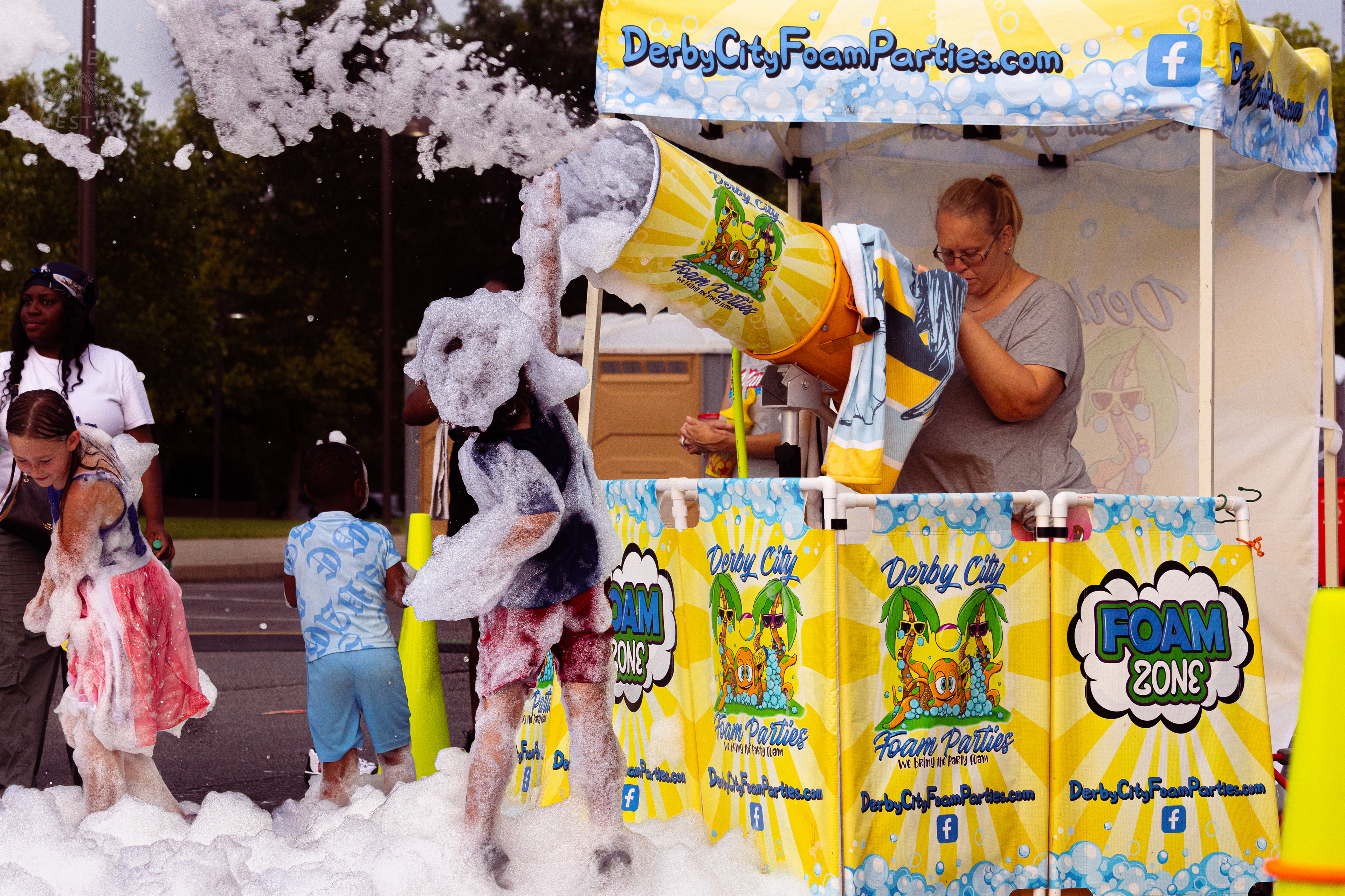 Kid Playing in the Bubble Party at Waterfront Park Fourth of July. July 4th, 2024/Aspen Hester