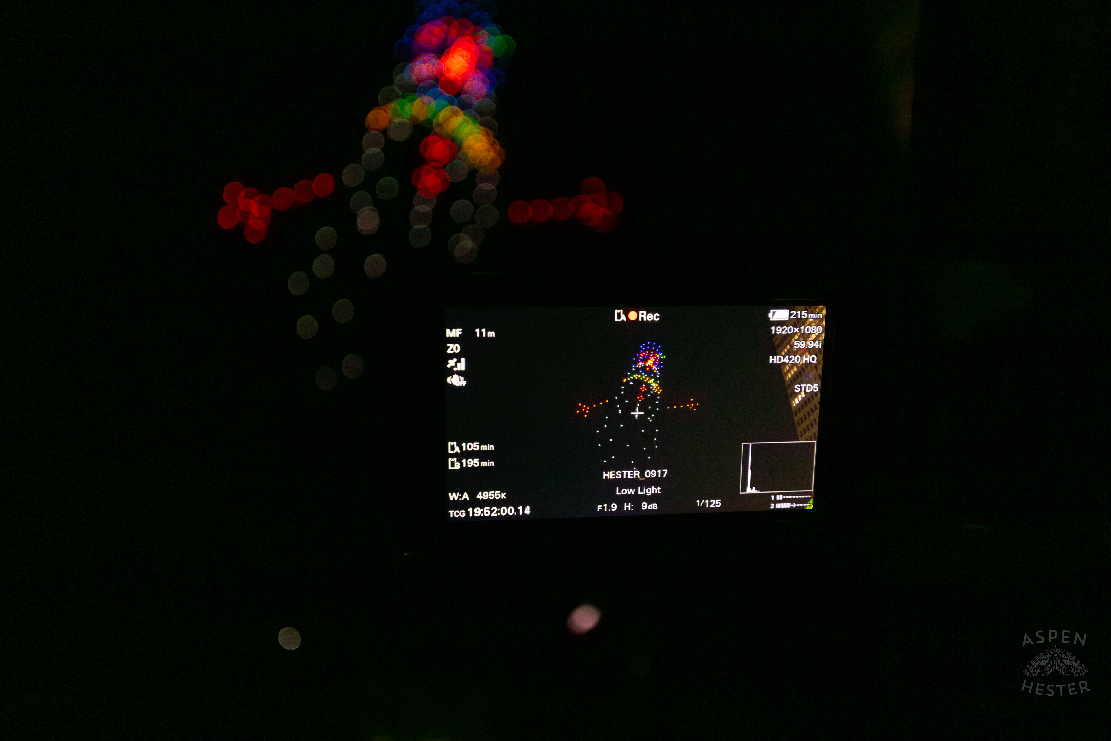 The New Holiday Drone Show Seen Through My LCD at The Light Up Louisville 2024 Festivities. December 7th, 2024/Aspen Hester