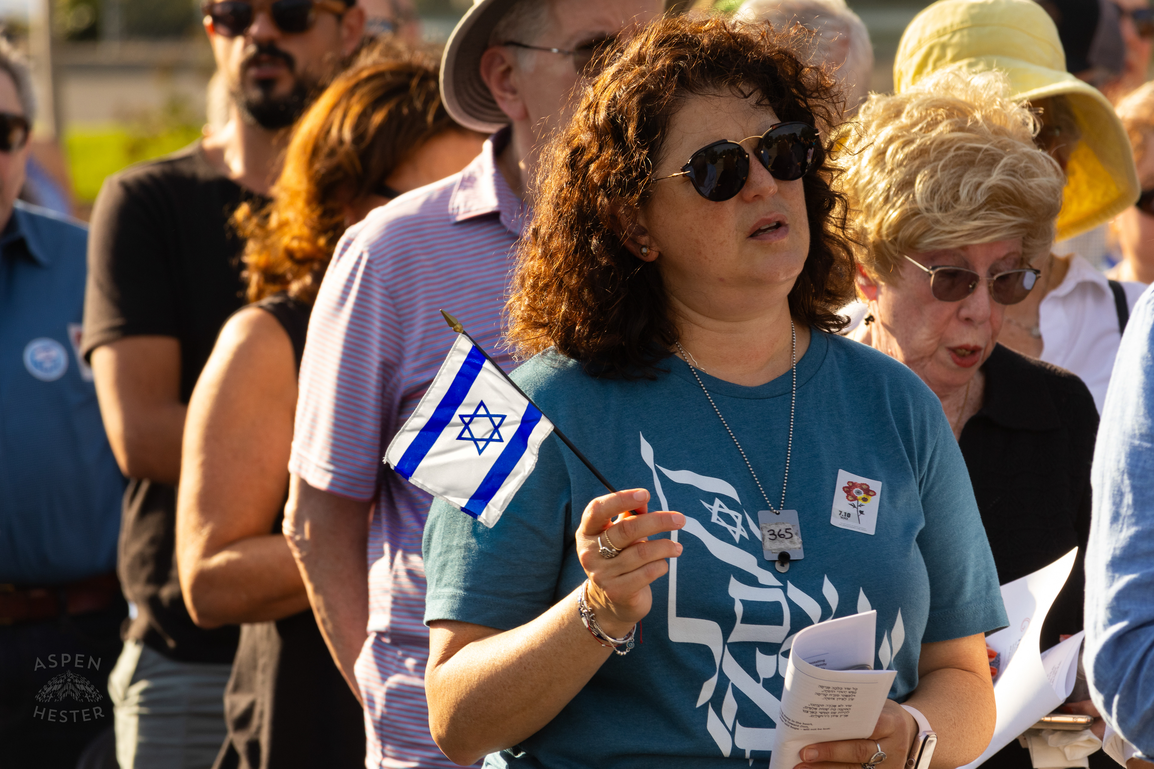Mayor Craig Greenberg and Frist Lady Rachel Greenberg Singing Hymns in The Crowd Singing Hymns at The Trager Jewish Community Centers Gathering to Remember The Victims and Pray for Peace One Year After The October 7th 2023 Hamas Attack. October 6th, 2024/Aspen Hester